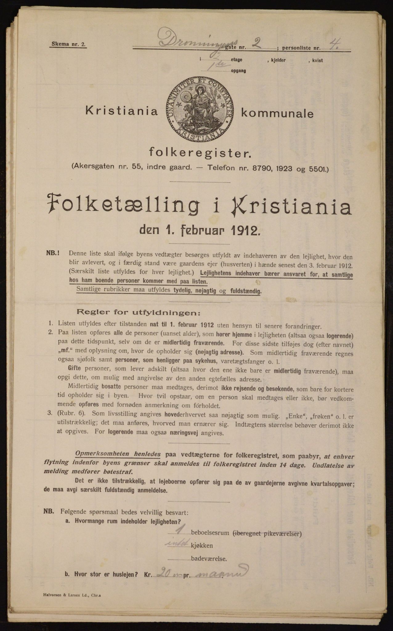 OBA, Municipal Census 1912 for Kristiania, 1912, p. 17109