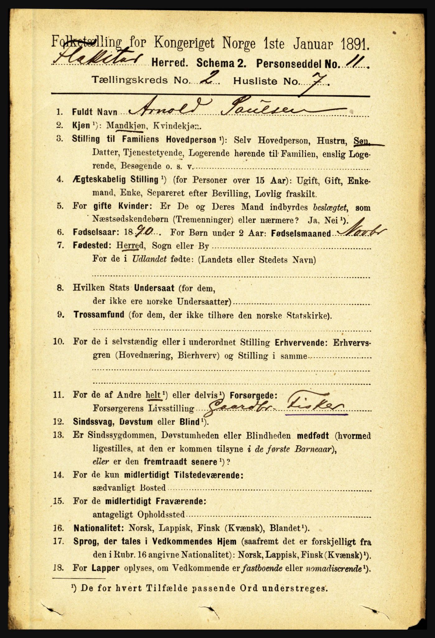 RA, 1891 census for 1859 Flakstad, 1891, p. 673