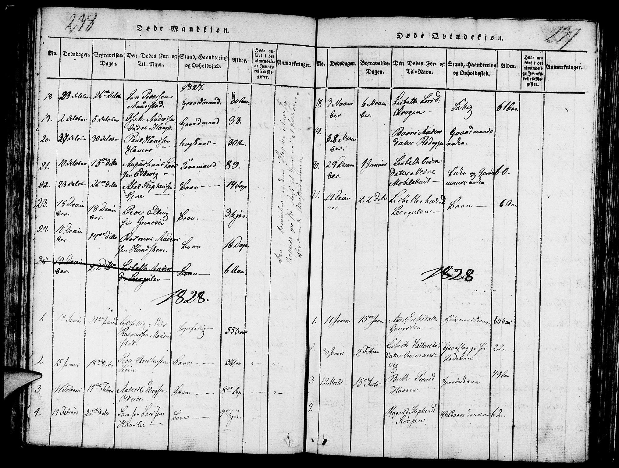 Davik sokneprestembete, SAB/A-79701/H/Haa/Haaa/L0003: Parish register (official) no. A 3, 1816-1830, p. 238-239