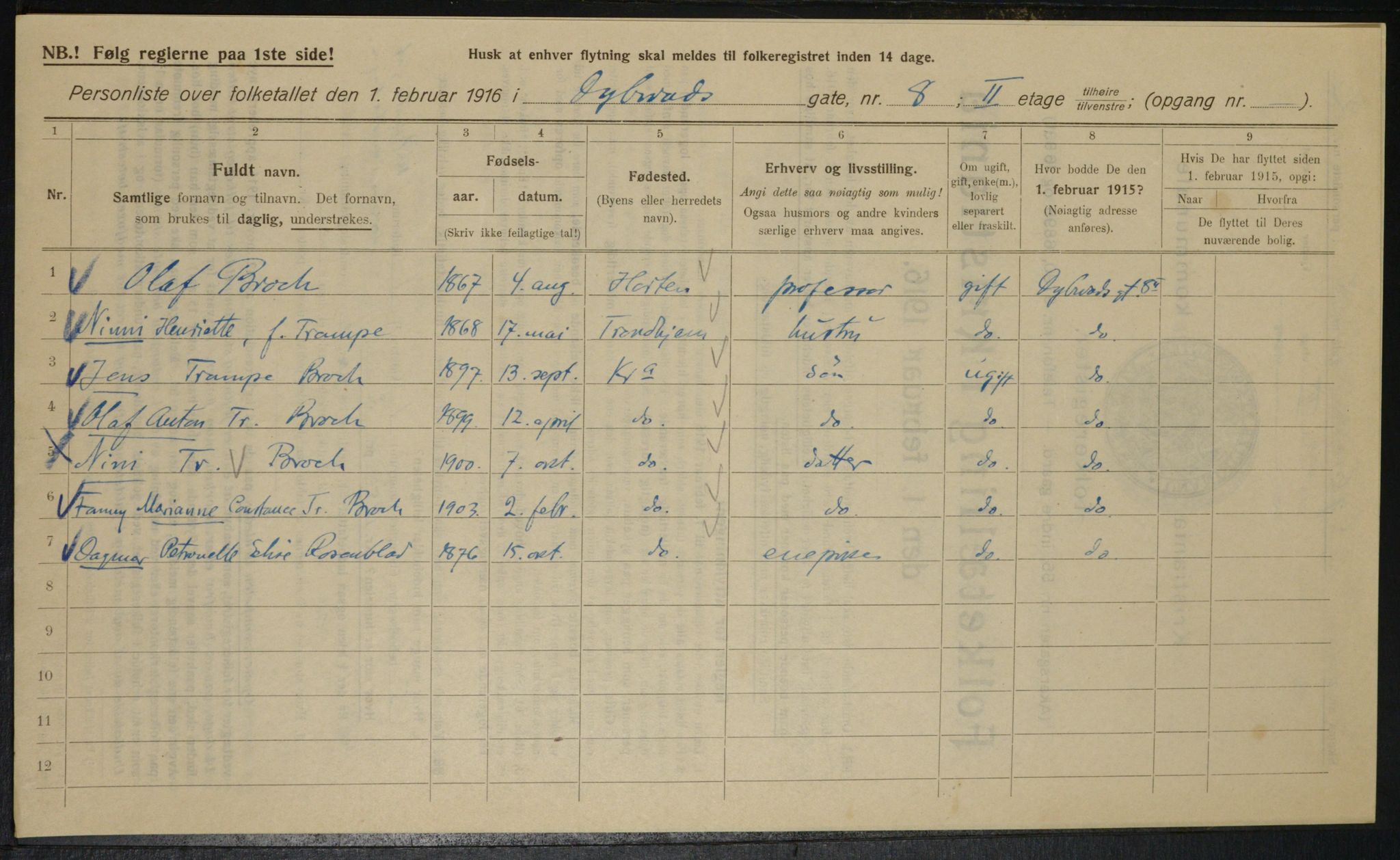 OBA, Municipal Census 1916 for Kristiania, 1916, p. 17619