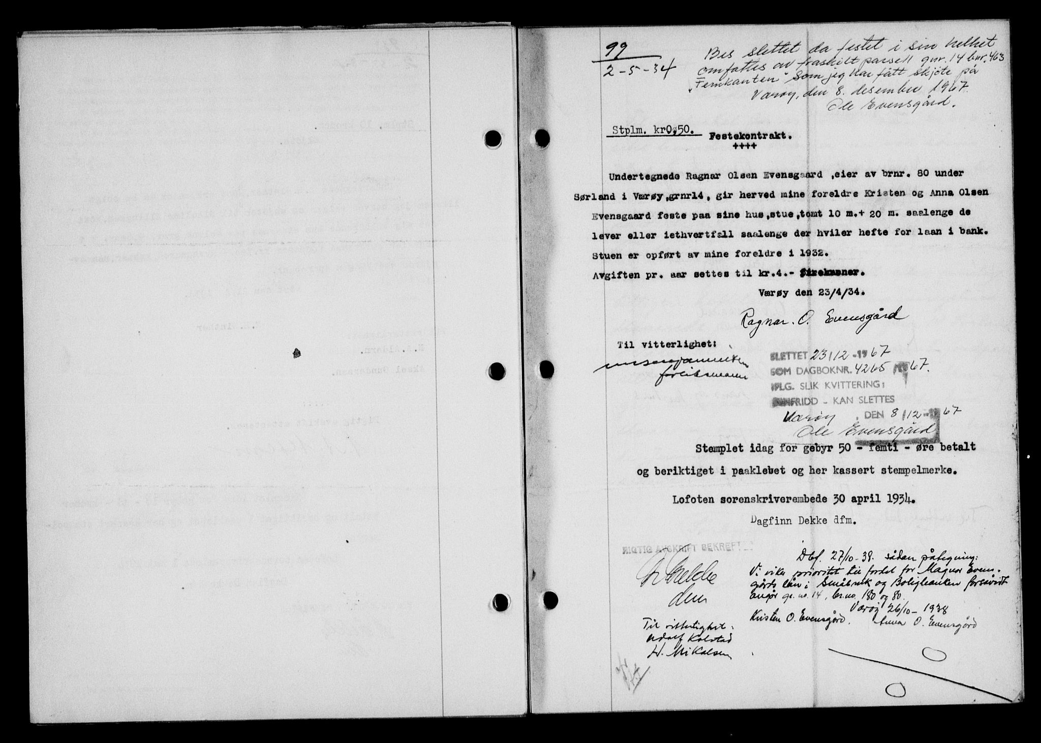 Lofoten sorenskriveri, SAT/A-0017/1/2/2C/L0029b: Mortgage book no. 29b, 1934-1934, Deed date: 02.05.1934