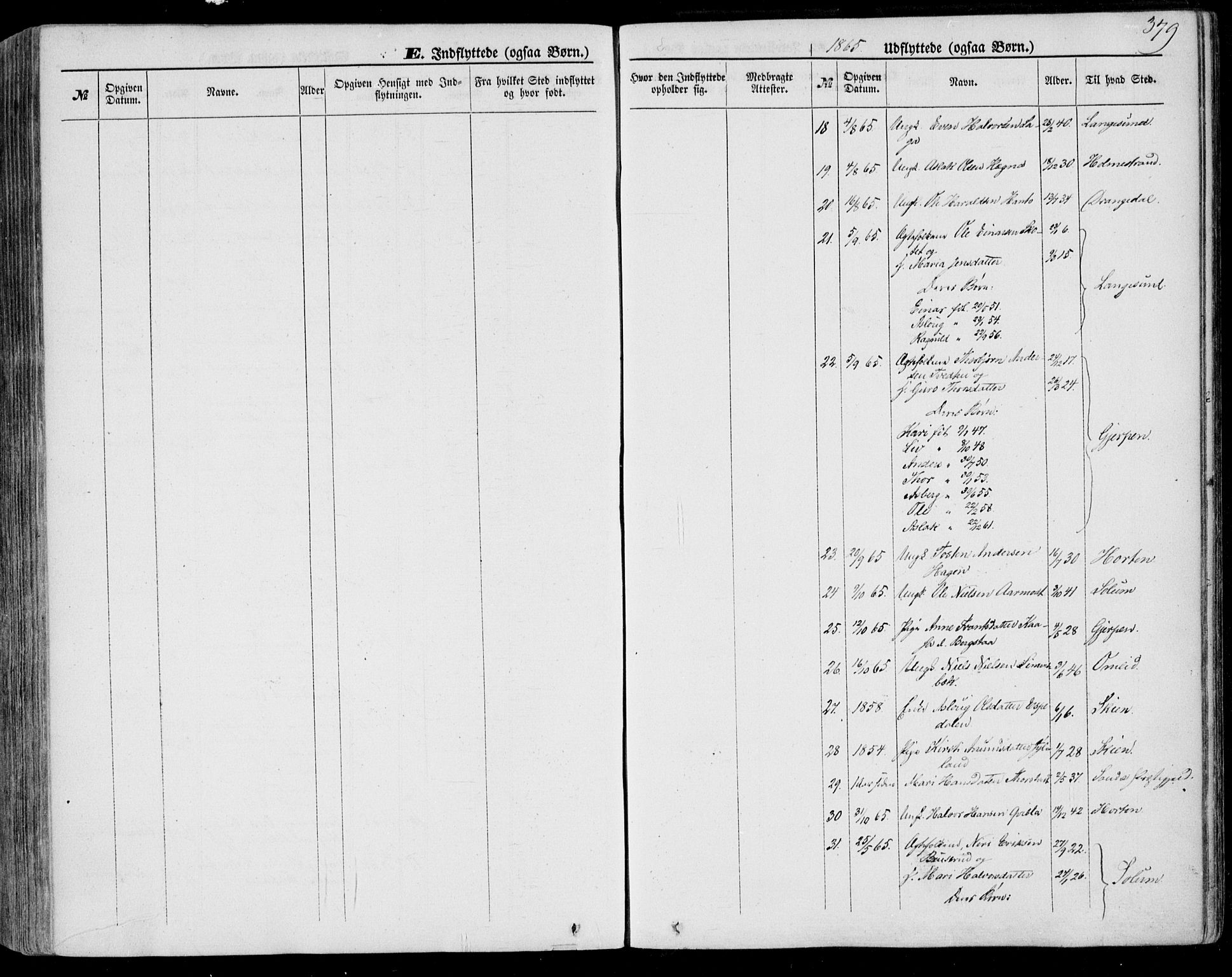 Bø kirkebøker, AV/SAKO-A-257/F/Fa/L0009: Parish register (official) no. 9, 1862-1879, p. 379