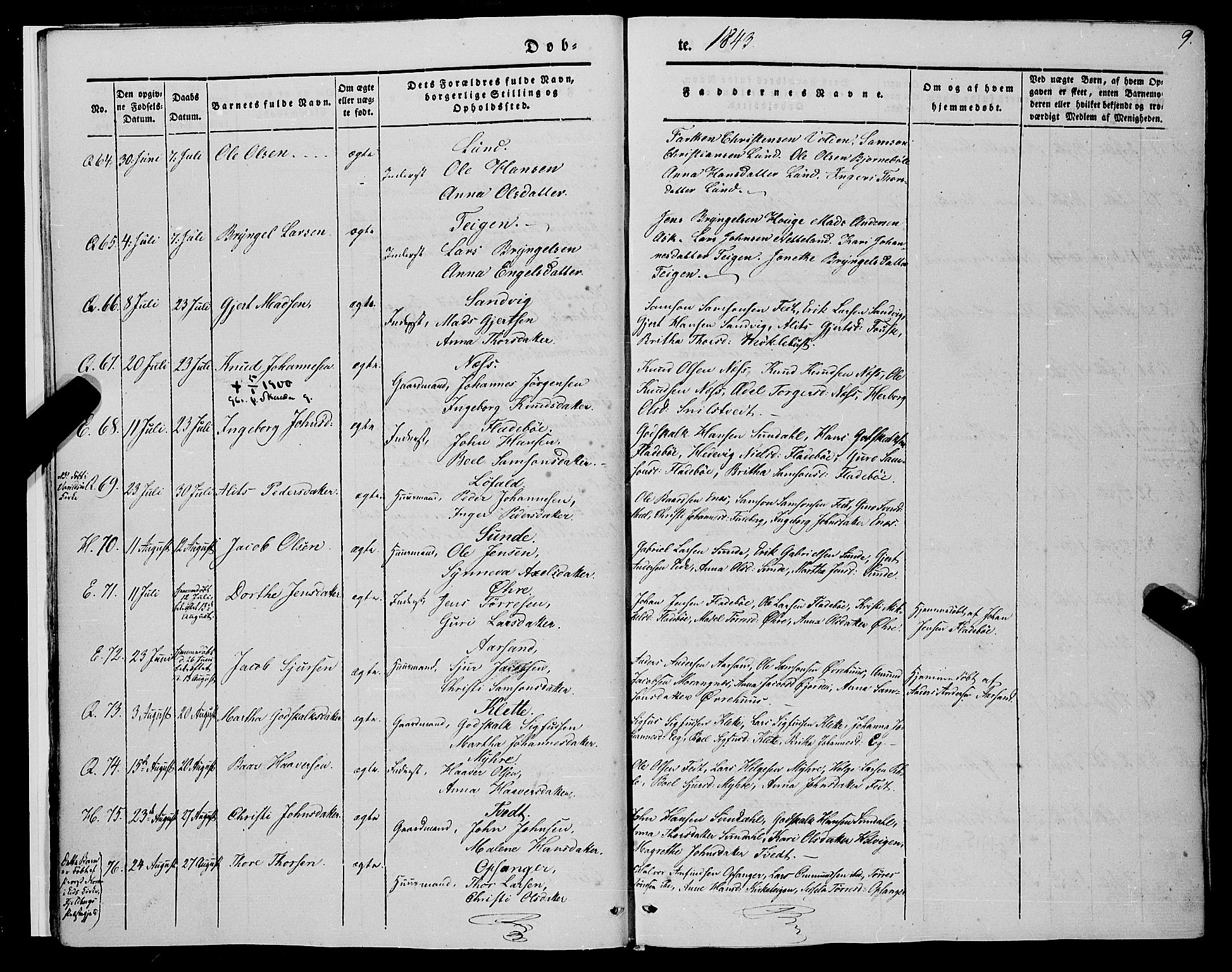 Kvinnherad sokneprestembete, SAB/A-76401/H/Haa: Parish register (official) no. A 7, 1843-1853, p. 9
