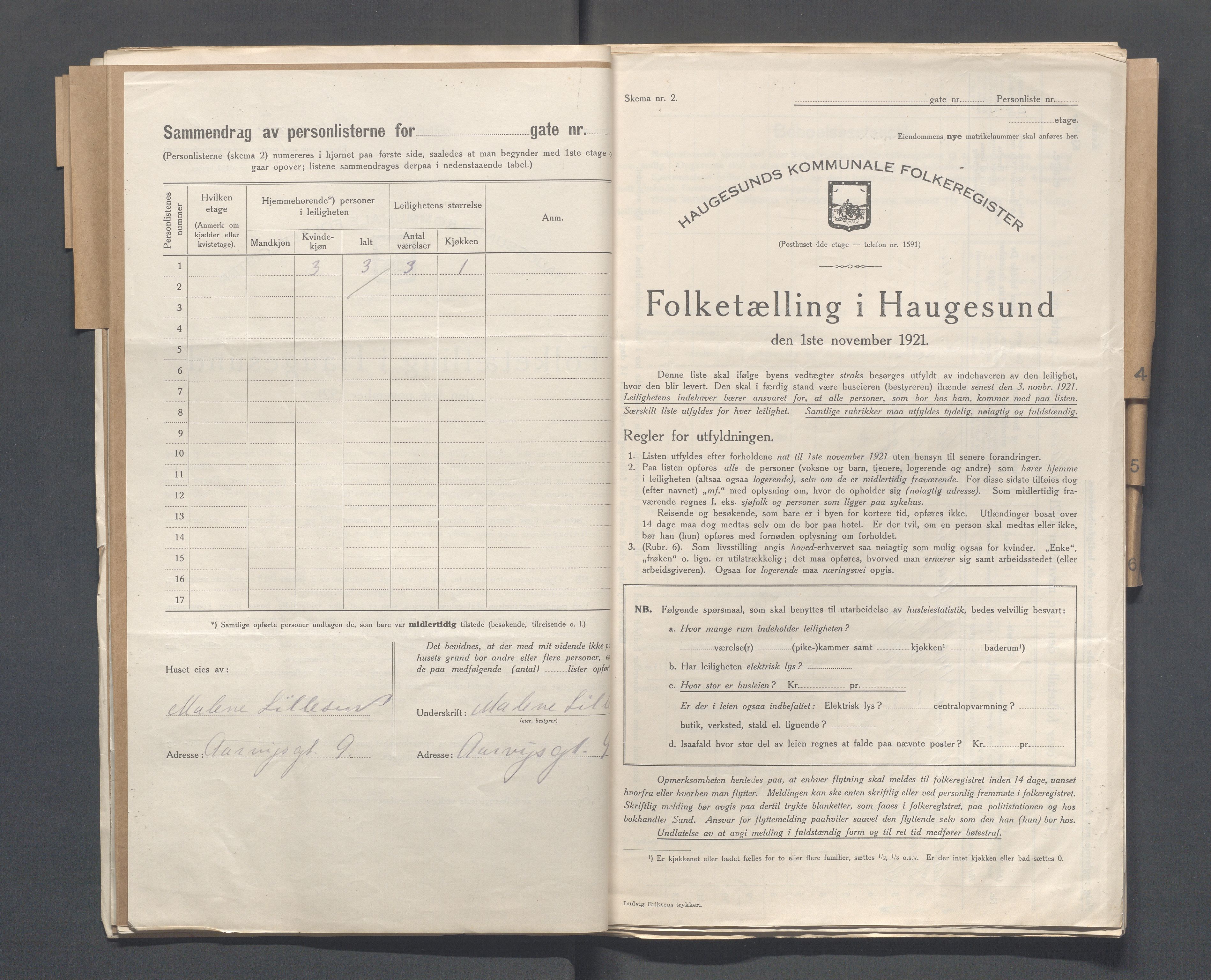 IKAR, Local census 1.11.1921 for Haugesund, 1921, p. 17