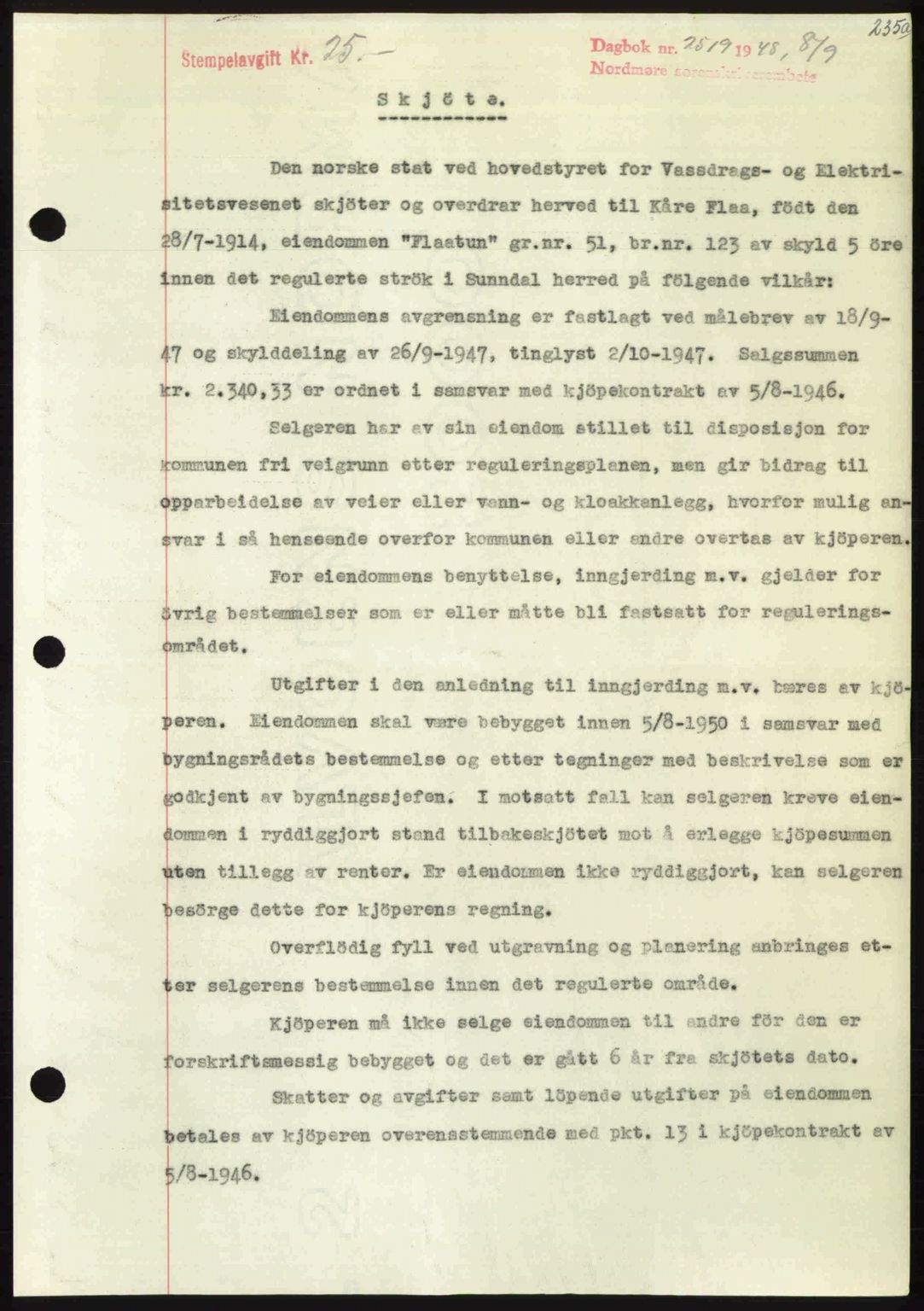 Nordmøre sorenskriveri, AV/SAT-A-4132/1/2/2Ca: Mortgage book no. A109, 1948-1948, Diary no: : 2519/1948