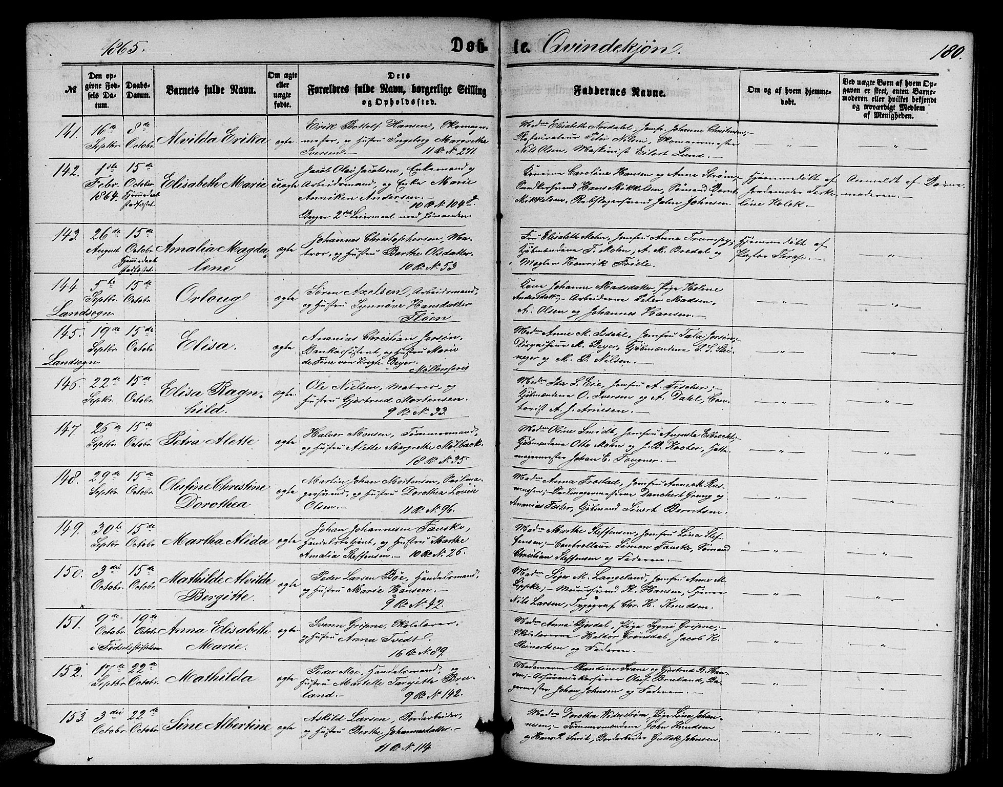 Domkirken sokneprestembete, SAB/A-74801/H/Hab/L0012: Parish register (copy) no. B 5, 1862-1869, p. 180