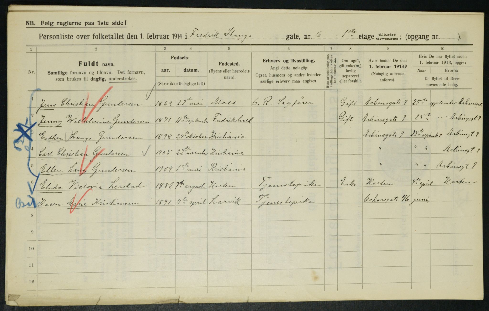 OBA, Municipal Census 1914 for Kristiania, 1914, p. 26806