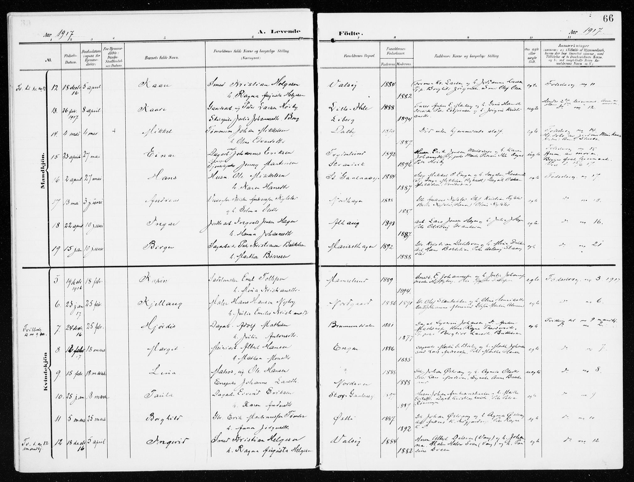 Furnes prestekontor, AV/SAH-PREST-012/K/Ka/L0001: Parish register (official) no. 1, 1907-1935, p. 66