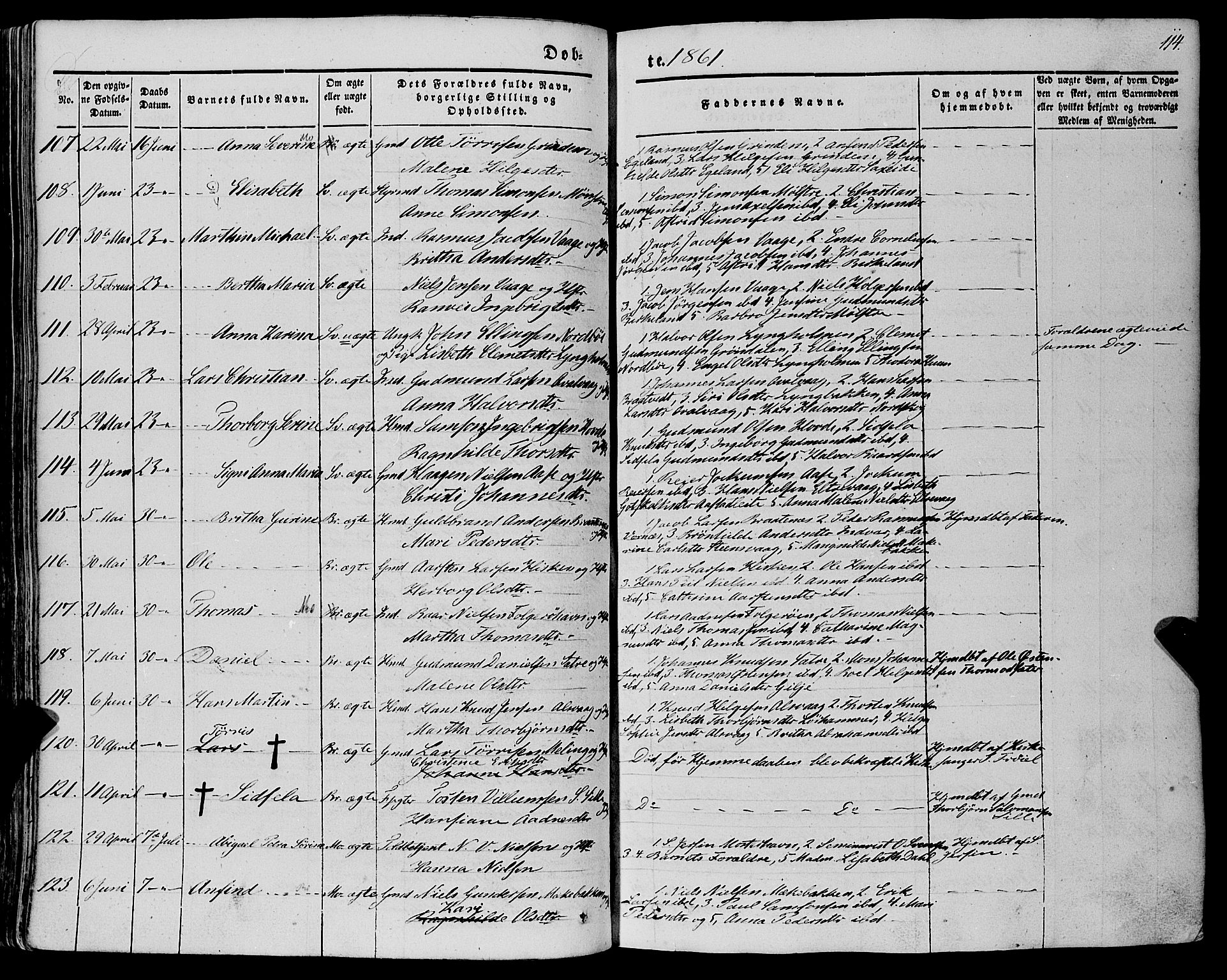 Finnås sokneprestembete, AV/SAB-A-99925/H/Ha/Haa/Haaa/L0007: Parish register (official) no. A 7, 1850-1862, p. 114