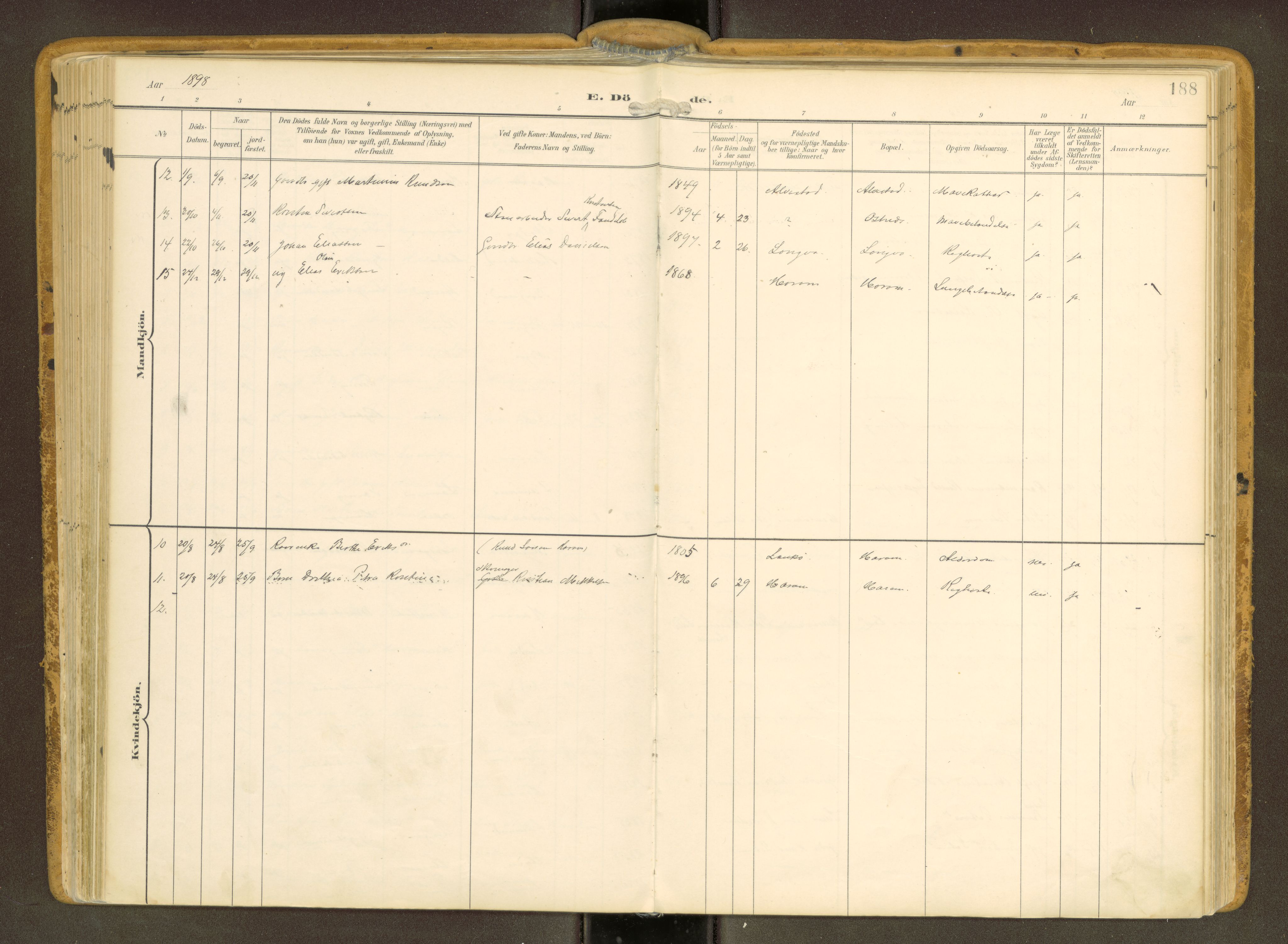 Ministerialprotokoller, klokkerbøker og fødselsregistre - Møre og Romsdal, SAT/A-1454/536/L0517: Parish register (official) no. 536A--, 1897-1917, p. 188