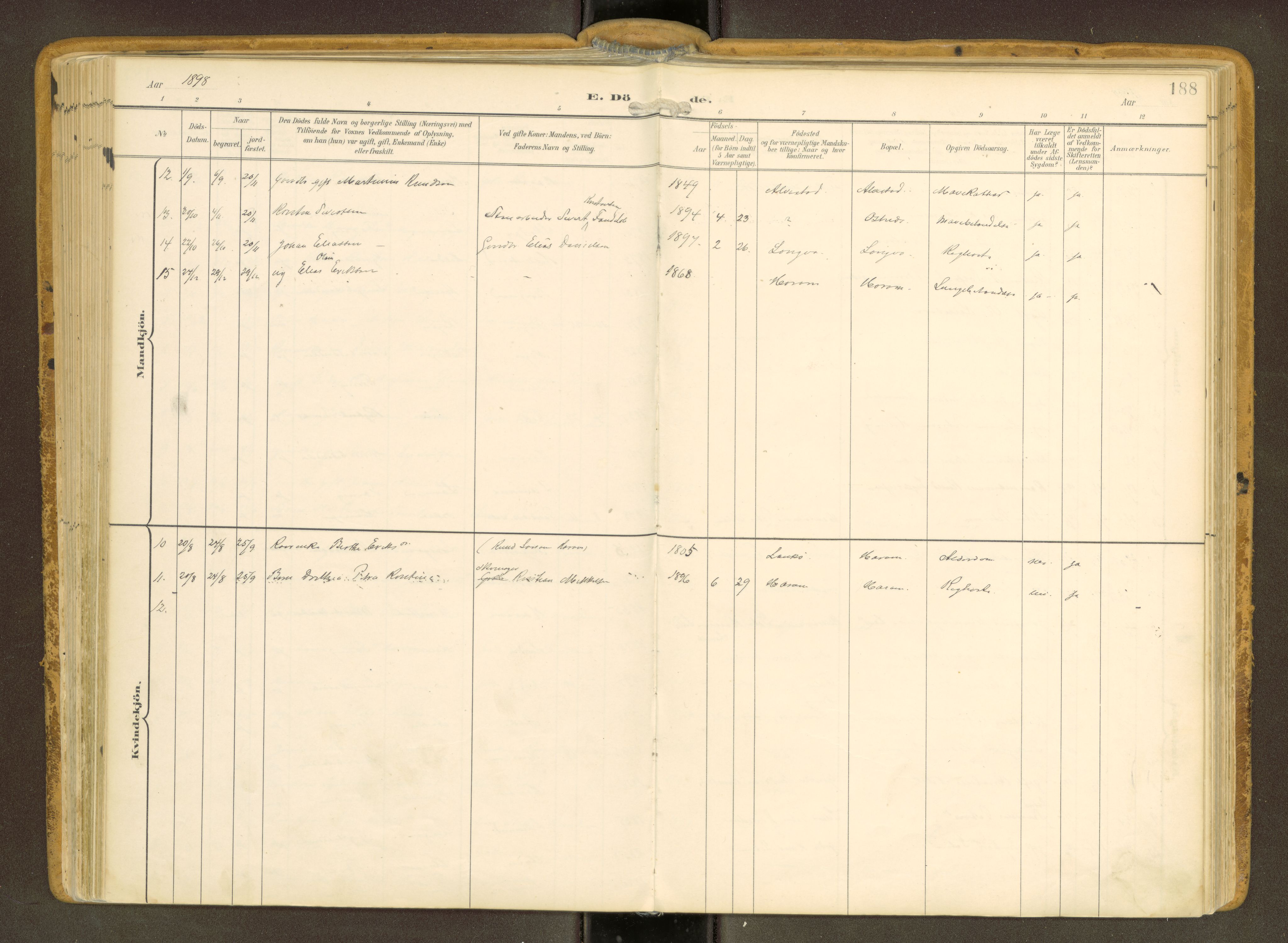 Ministerialprotokoller, klokkerbøker og fødselsregistre - Møre og Romsdal, AV/SAT-A-1454/536/L0517: Parish register (official) no. 536A--, 1897-1917, p. 188