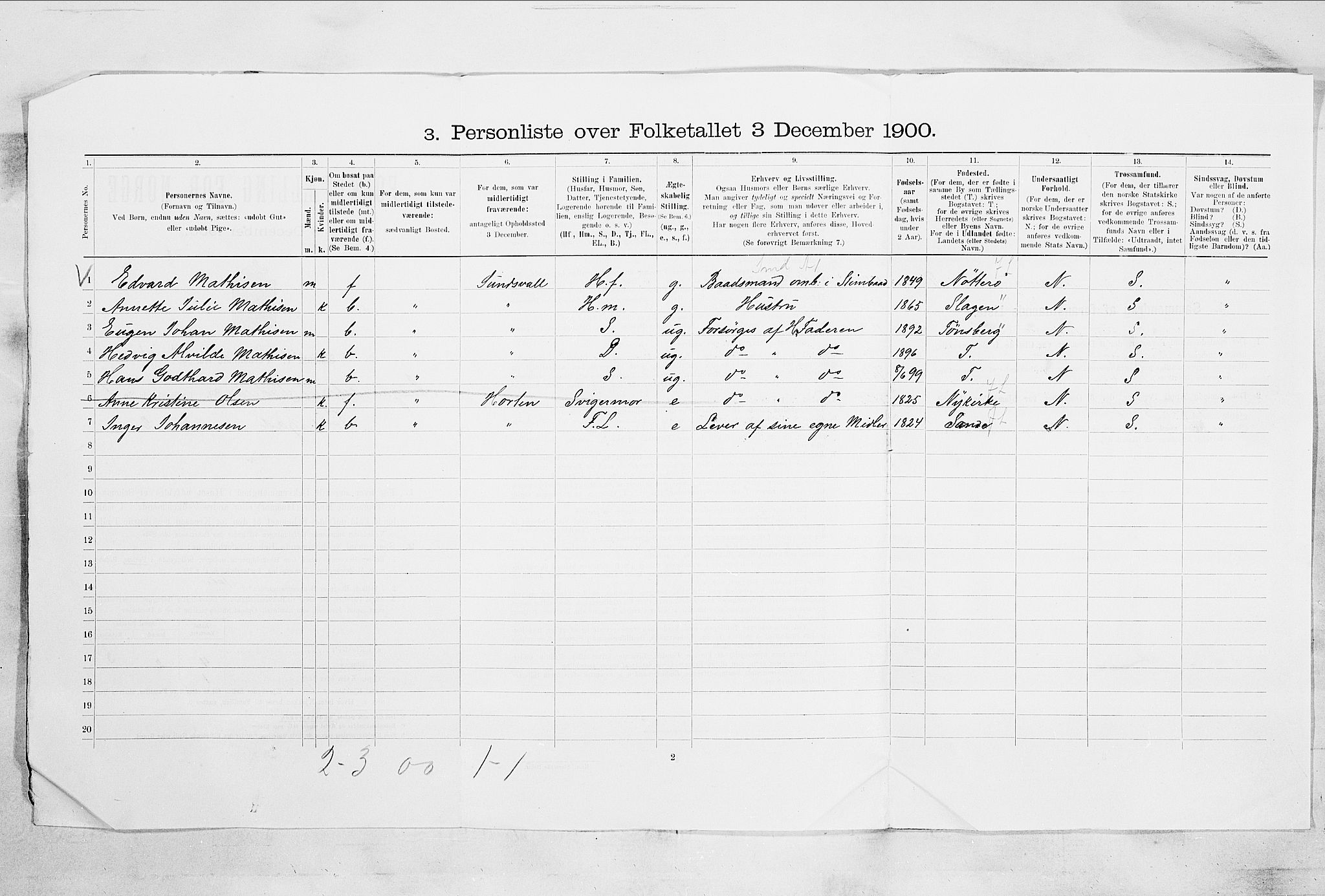 RA, 1900 census for Åsgårdstrand, 1900, p. 19