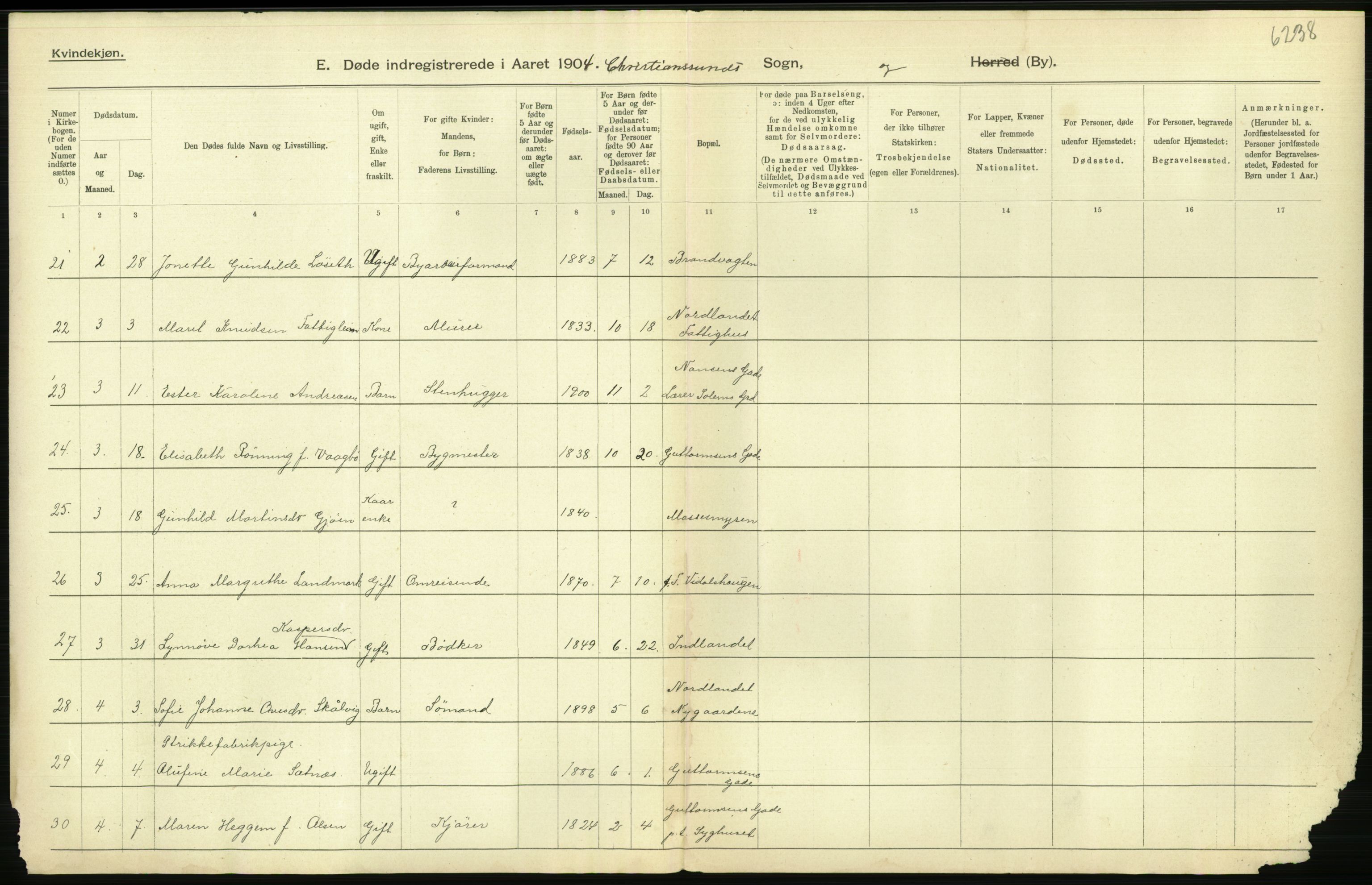 Statistisk sentralbyrå, Sosiodemografiske emner, Befolkning, AV/RA-S-2228/D/Df/Dfa/Dfab/L0016: Romsdals amt: Fødte, gifte, døde., 1904, p. 1112