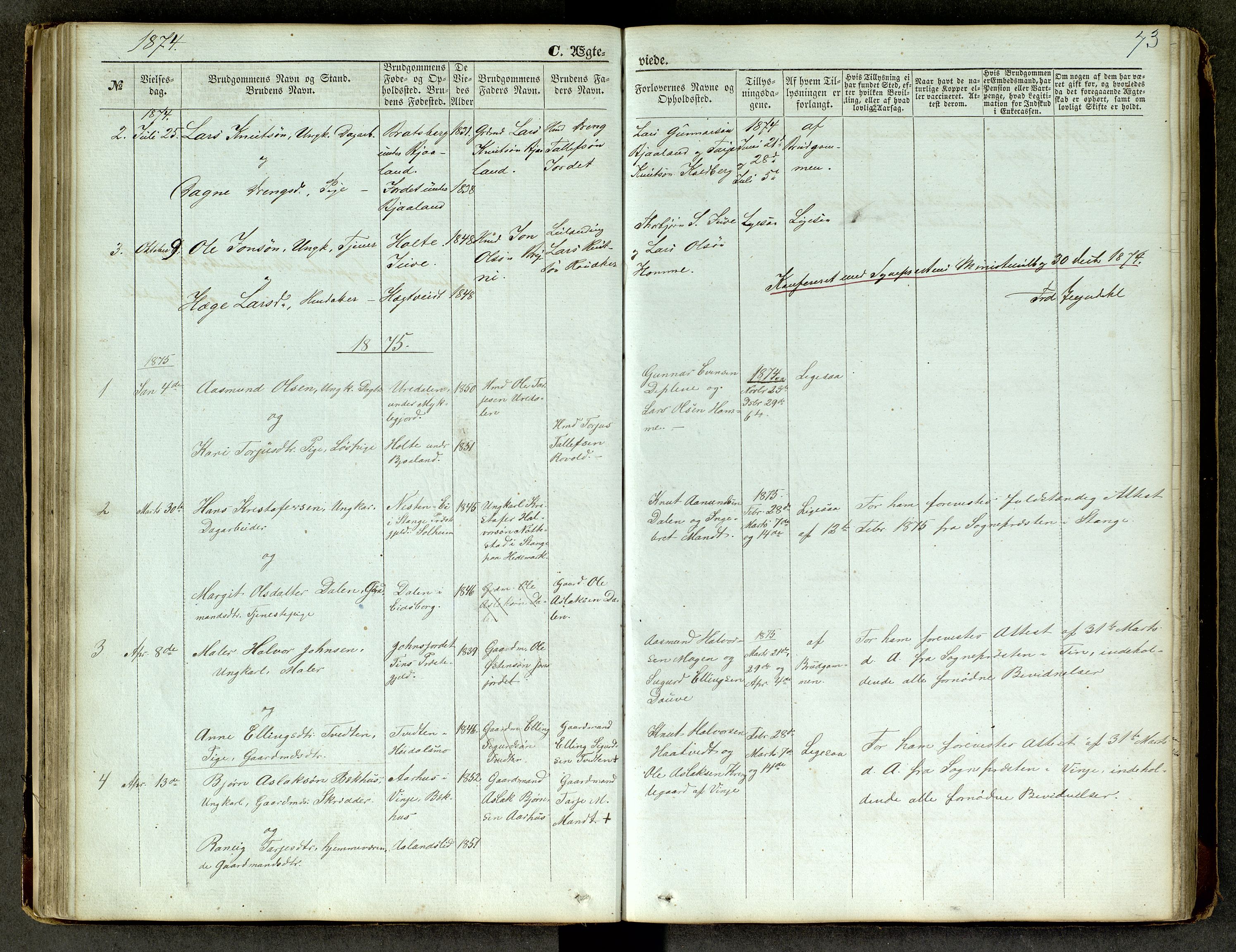 Lårdal kirkebøker, AV/SAKO-A-284/G/Ga/L0002: Parish register (copy) no. I 2, 1861-1890, p. 73