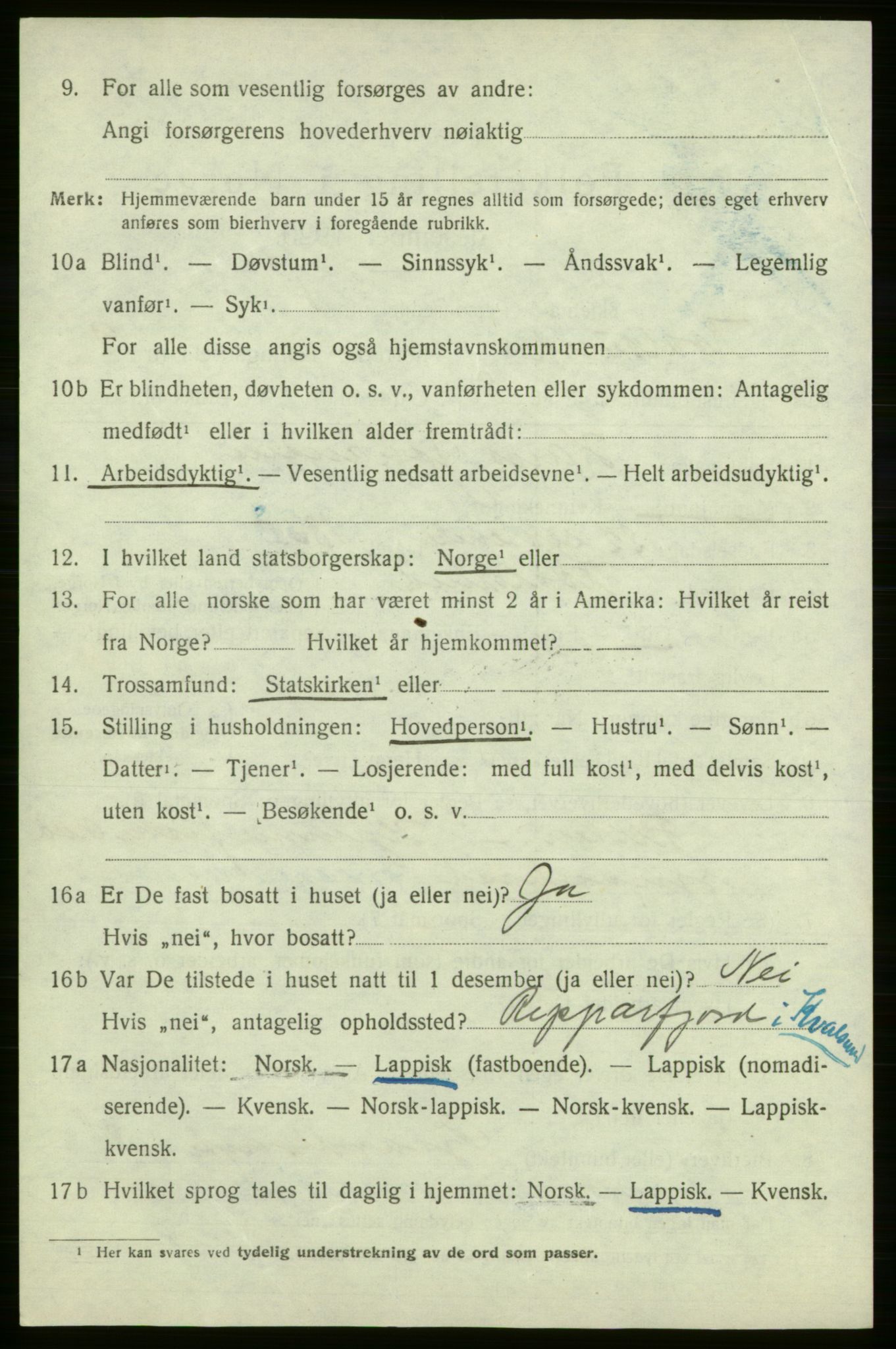 SATØ, 1920 census for , 1920, p. 2853