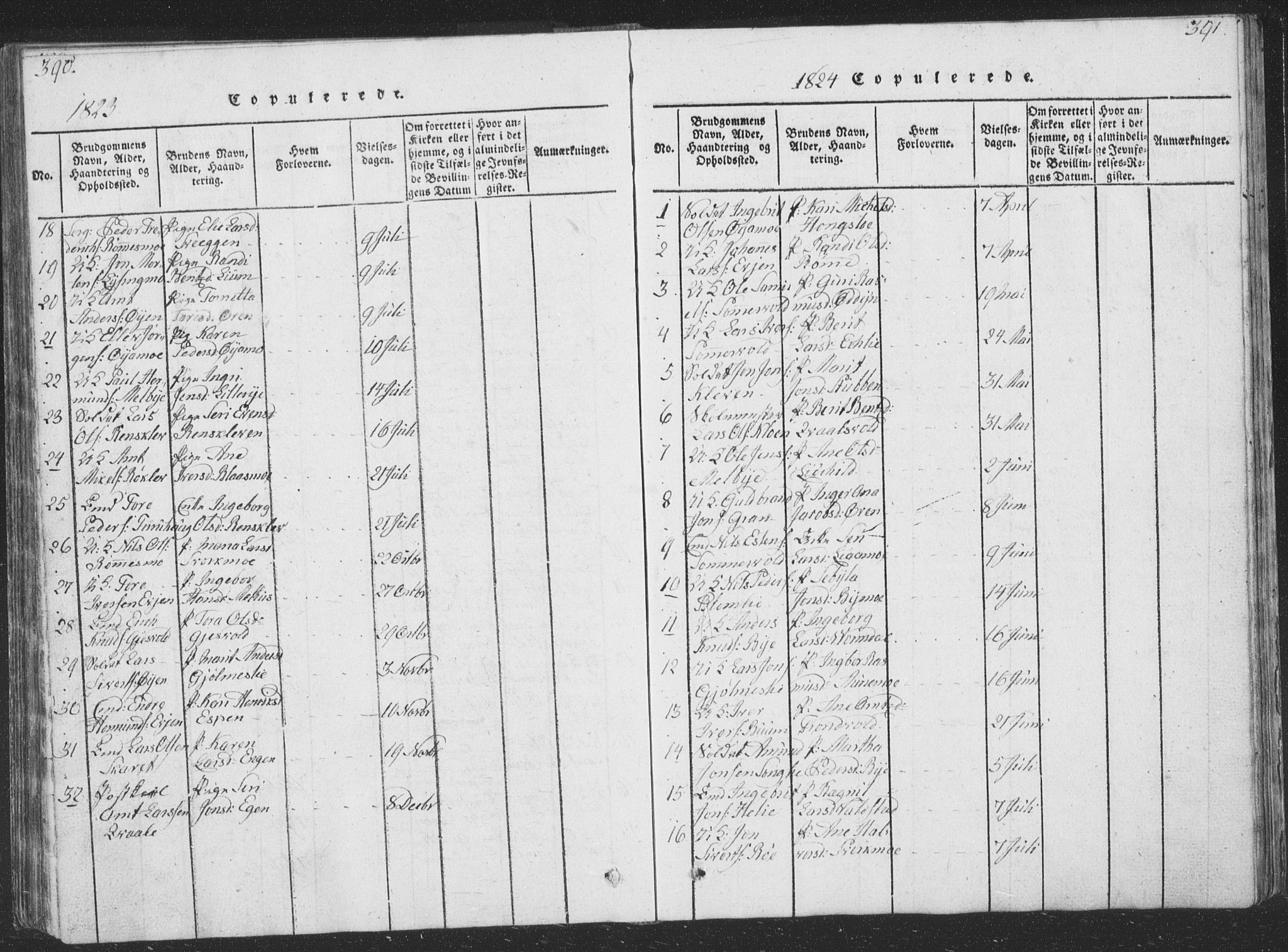 Ministerialprotokoller, klokkerbøker og fødselsregistre - Sør-Trøndelag, AV/SAT-A-1456/668/L0816: Parish register (copy) no. 668C05, 1816-1893, p. 390-391