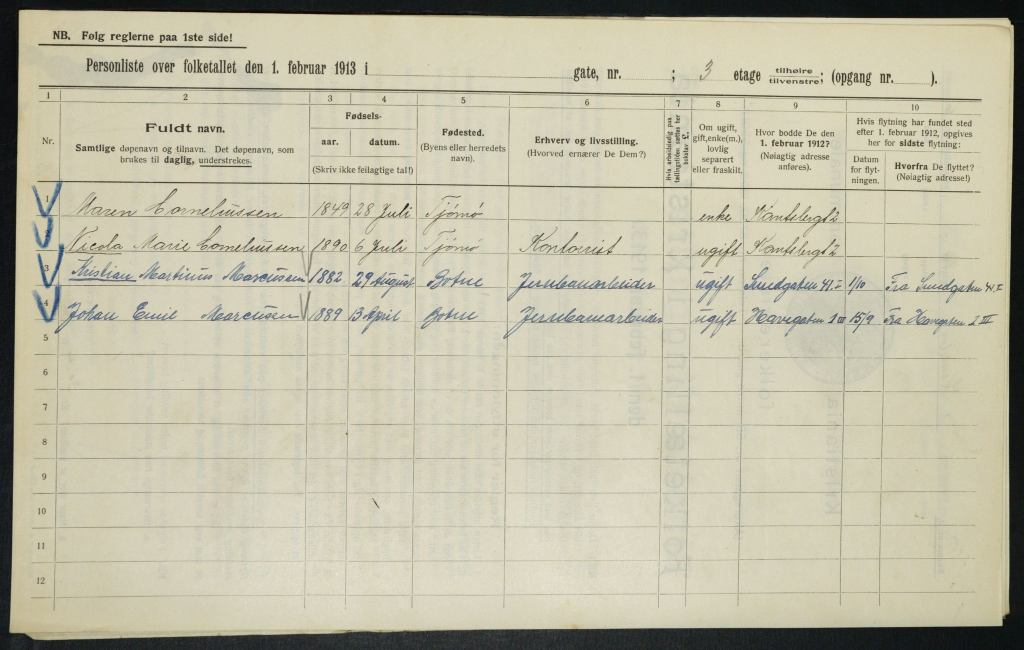 OBA, Municipal Census 1913 for Kristiania, 1913, p. 47791