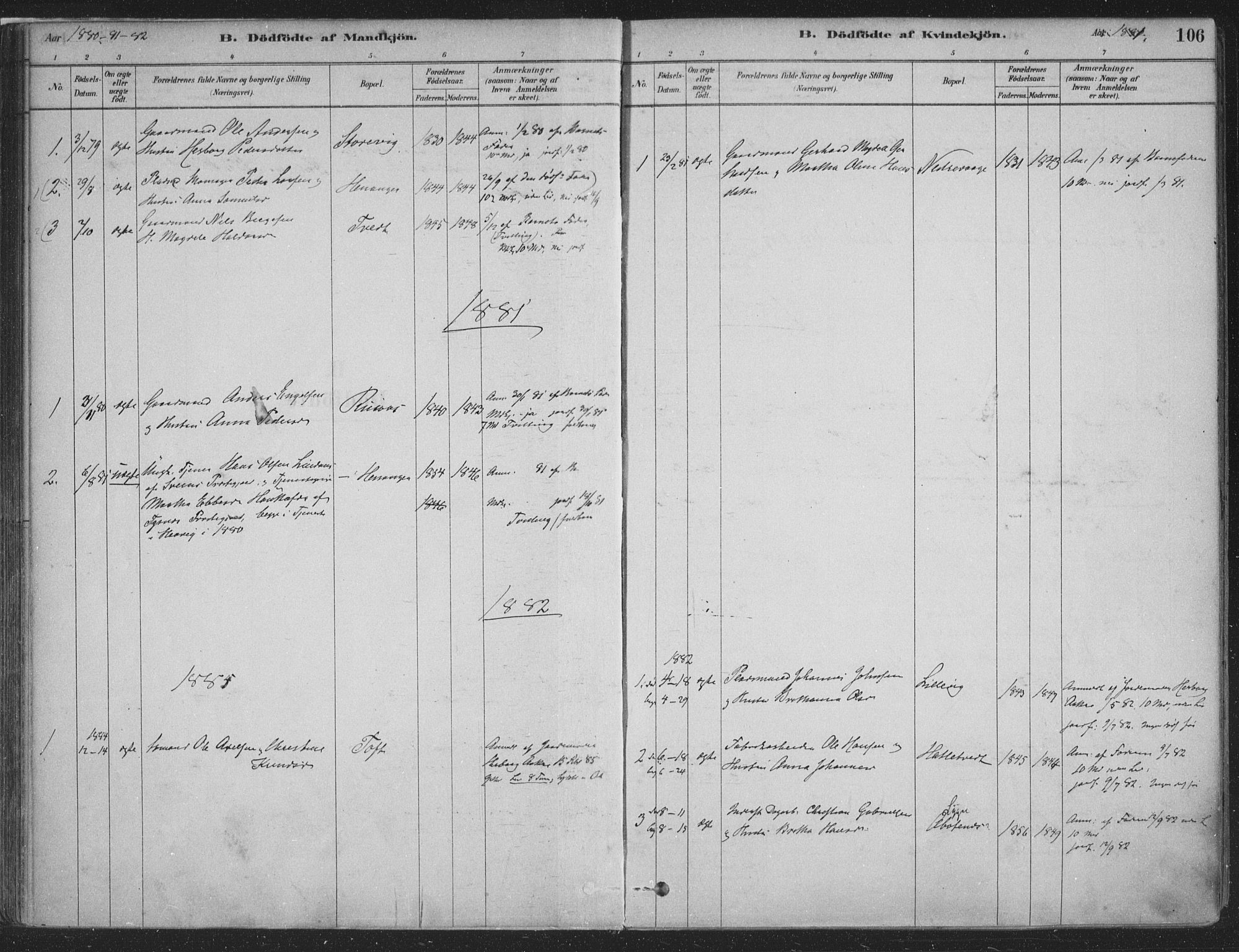 Fusa sokneprestembete, SAB/A-75401/H/Haa: Parish register (official) no. D 1, 1880-1938, p. 106
