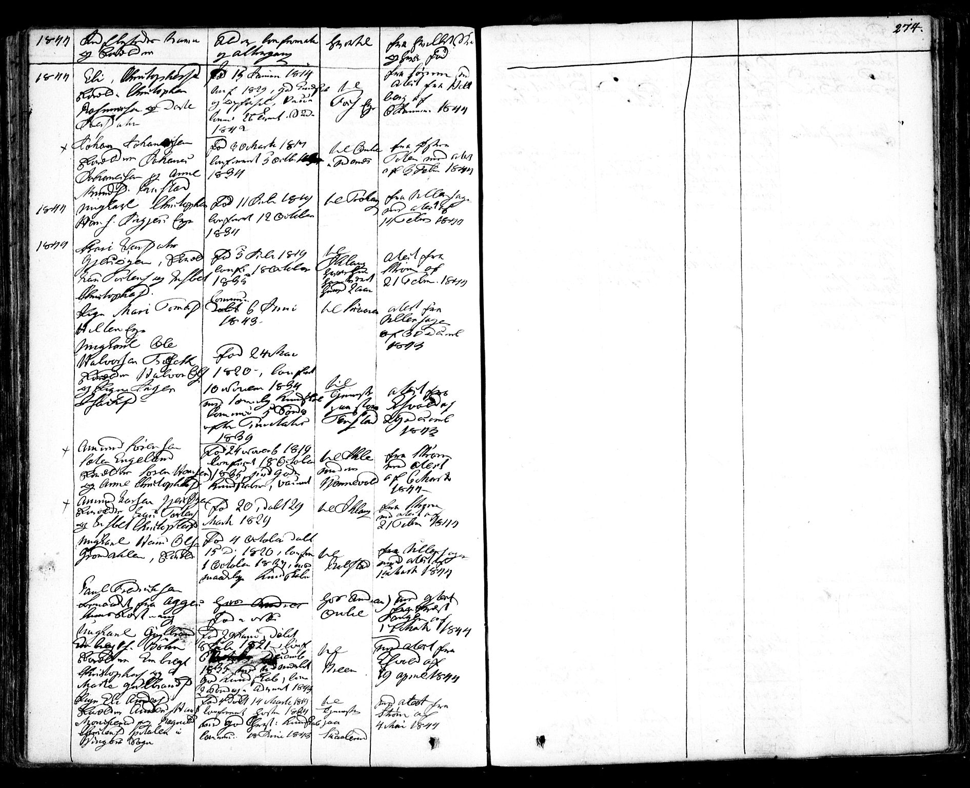 Nes prestekontor Kirkebøker, AV/SAO-A-10410/F/Fa/L0006: Parish register (official) no. I 6, 1833-1845, p. 274