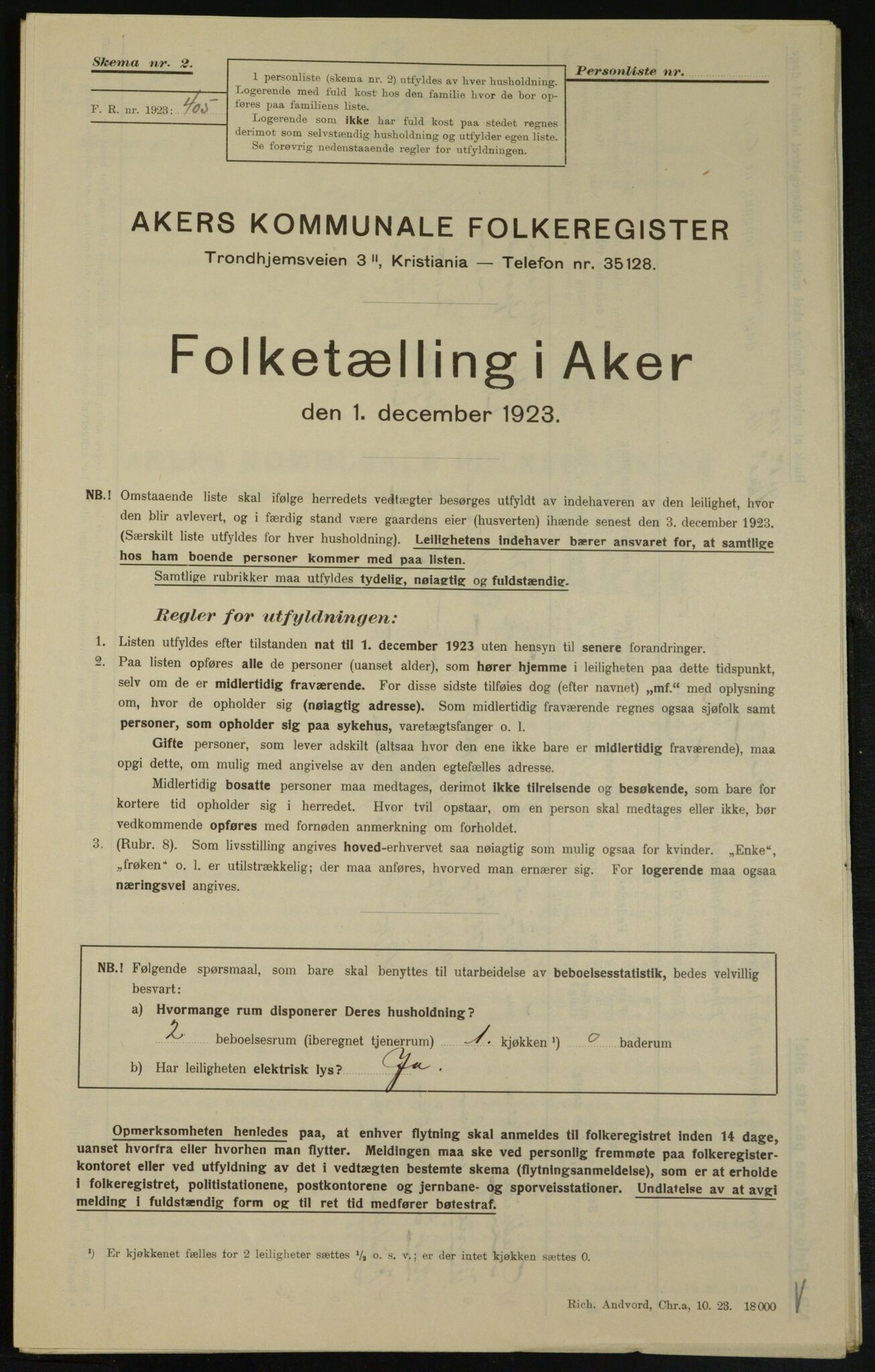 , Municipal Census 1923 for Aker, 1923, p. 25098