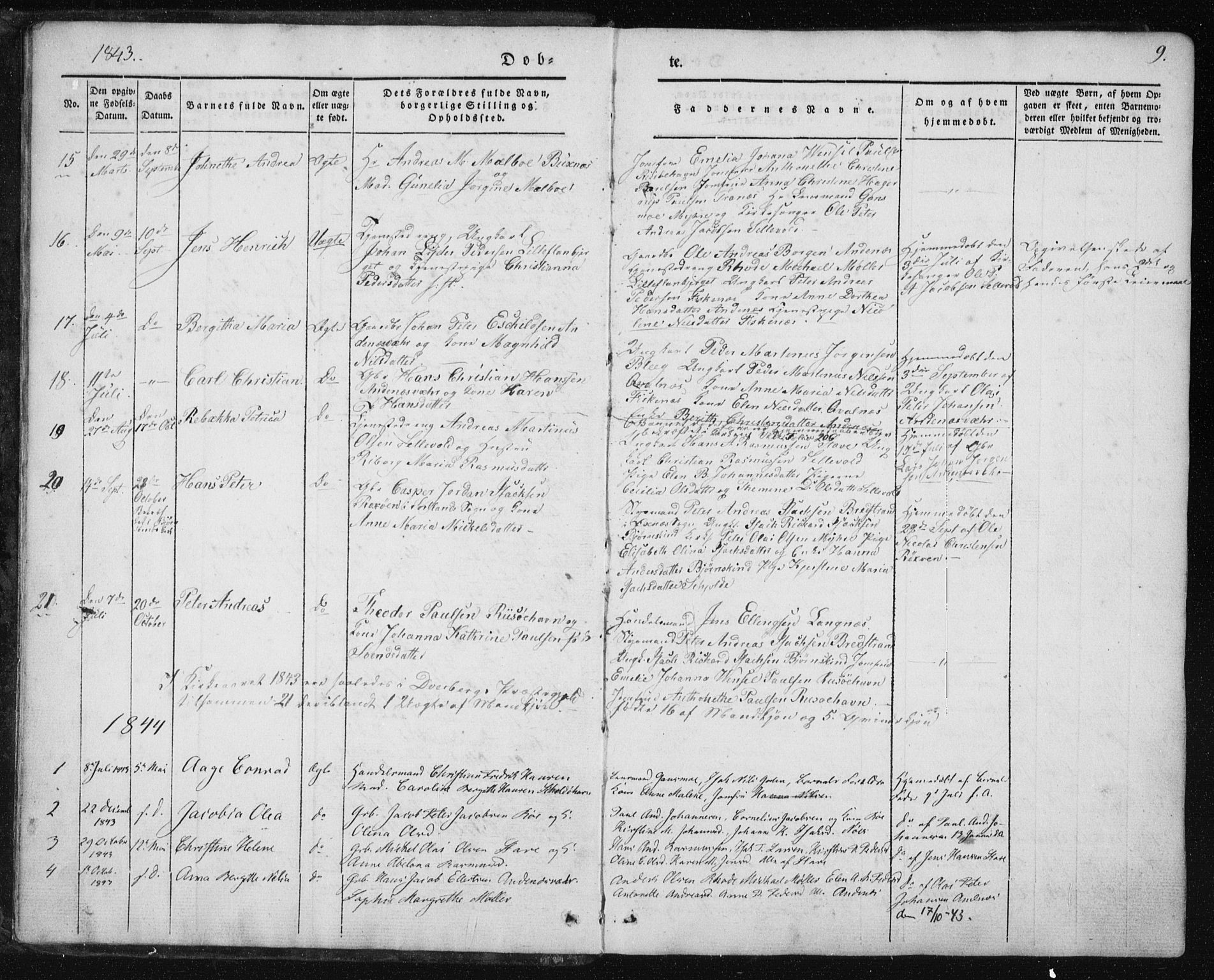 Ministerialprotokoller, klokkerbøker og fødselsregistre - Nordland, SAT/A-1459/897/L1396: Parish register (official) no. 897A04, 1842-1866, p. 9