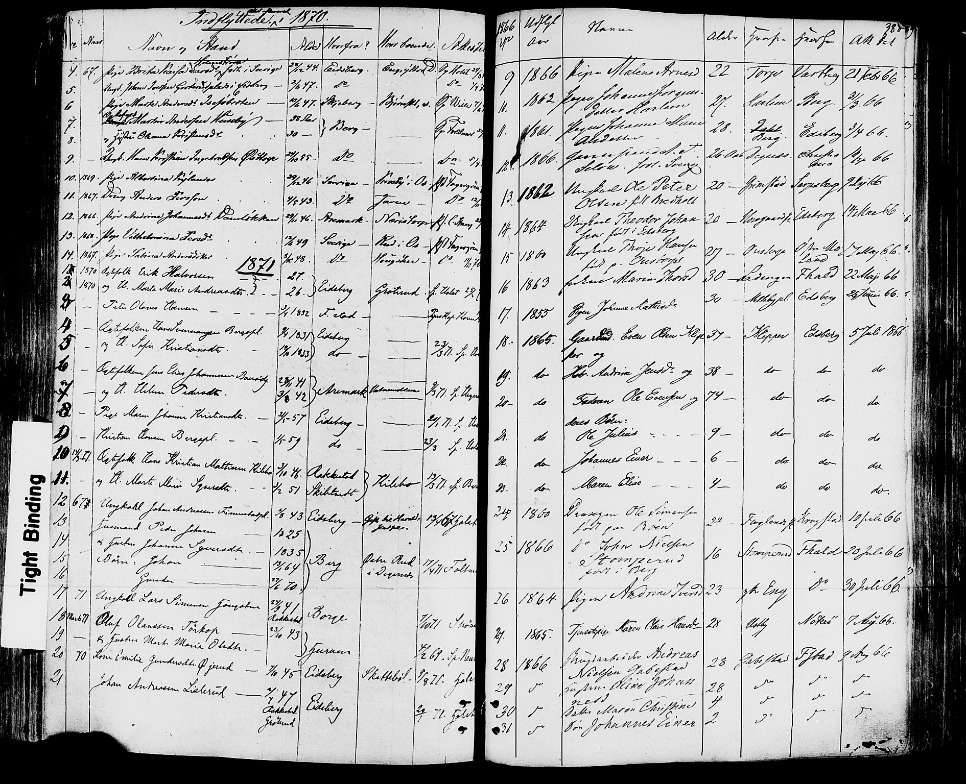 Rakkestad prestekontor Kirkebøker, SAO/A-2008/F/Fa/L0011: Parish register (official) no. I 11, 1862-1877, p. 388
