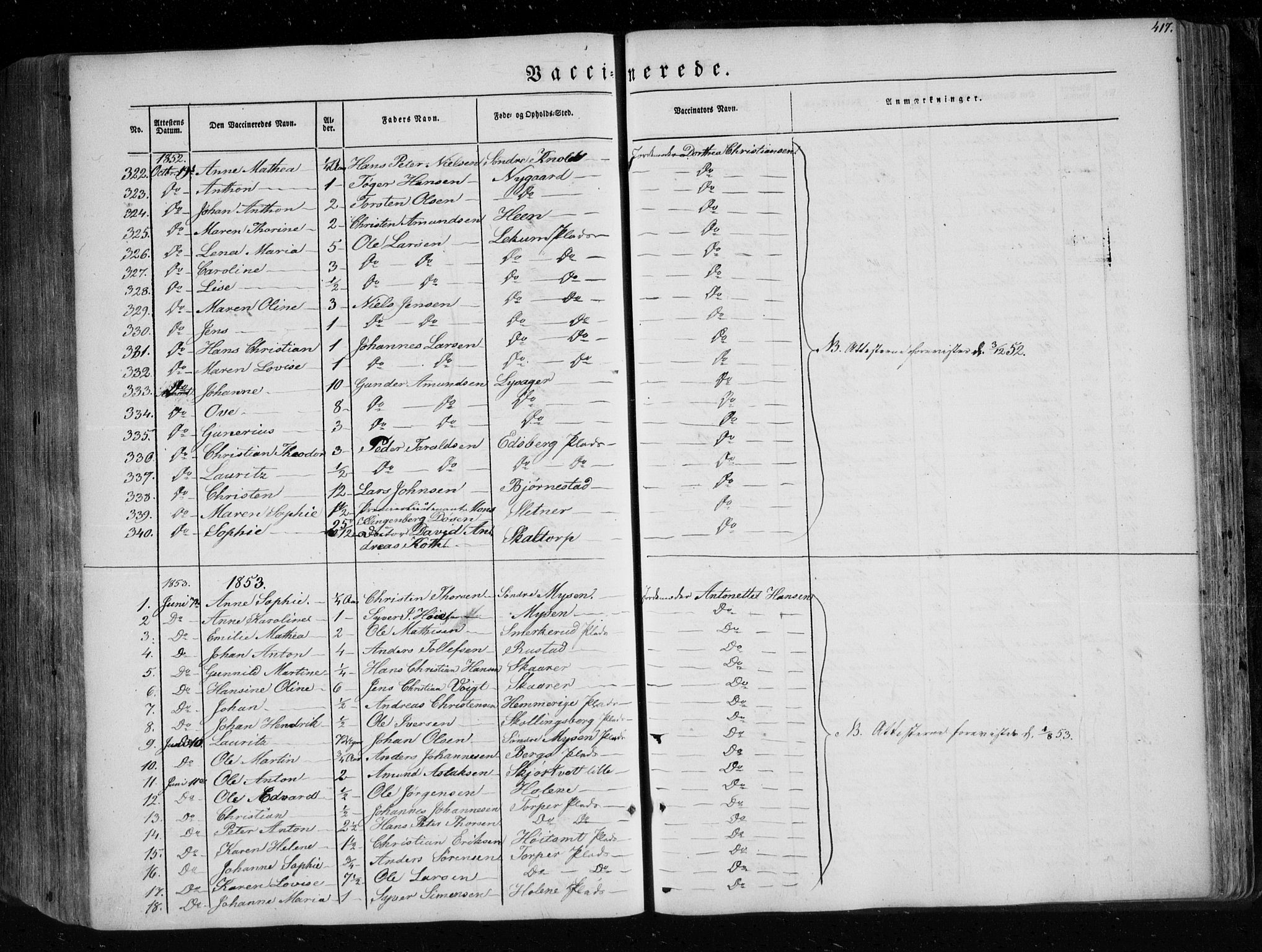 Eidsberg prestekontor Kirkebøker, SAO/A-10905/F/Fa/L0009: Parish register (official) no. I 9, 1849-1856, p. 417