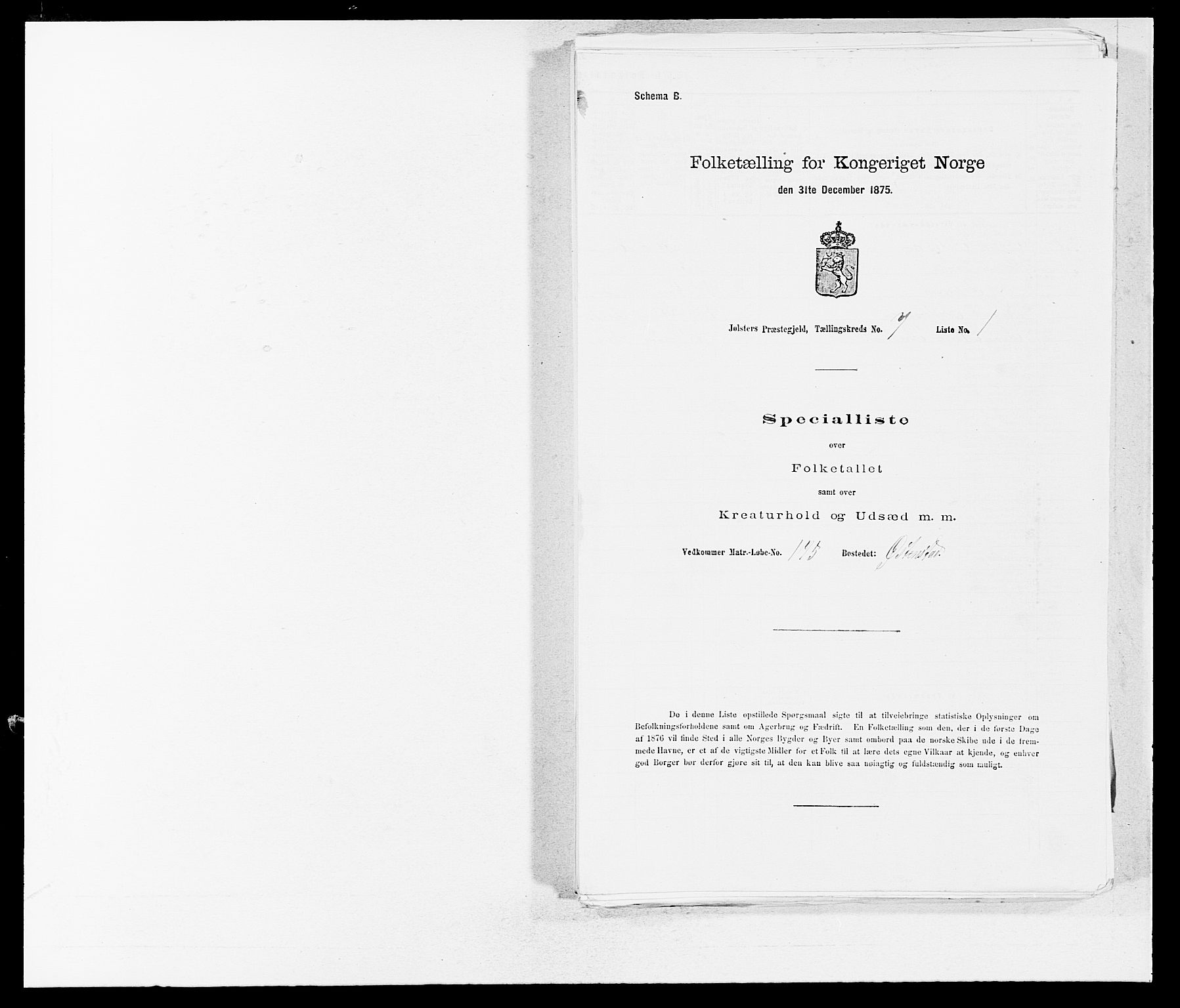 SAB, 1875 census for 1431P Jølster, 1875, p. 526