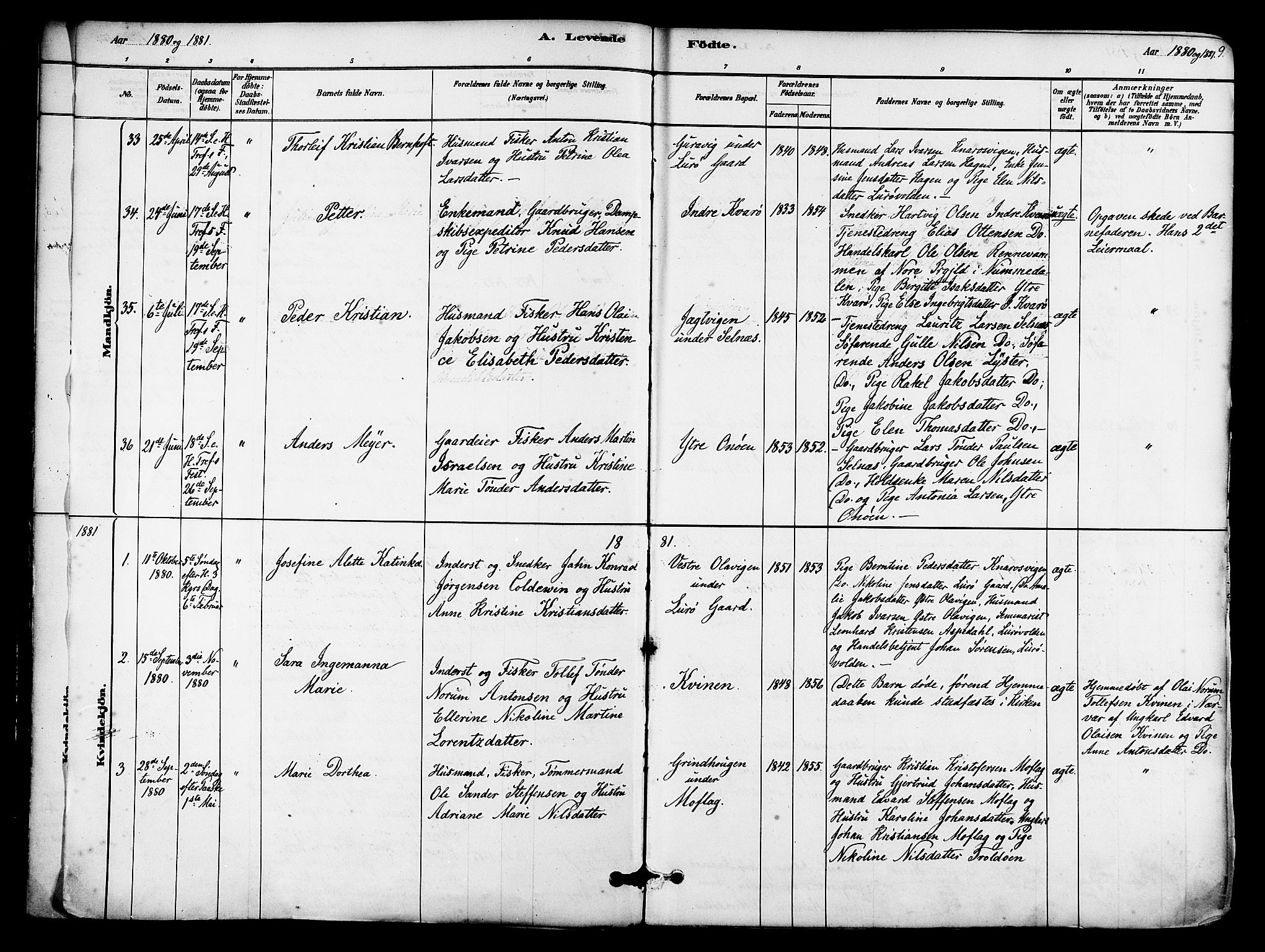 Ministerialprotokoller, klokkerbøker og fødselsregistre - Nordland, AV/SAT-A-1459/839/L0568: Parish register (official) no. 839A05, 1880-1902, p. 9