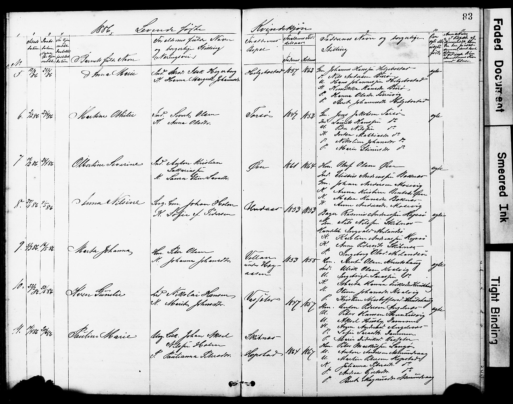 Ministerialprotokoller, klokkerbøker og fødselsregistre - Sør-Trøndelag, SAT/A-1456/634/L0541: Parish register (copy) no. 634C03, 1874-1891, p. 83