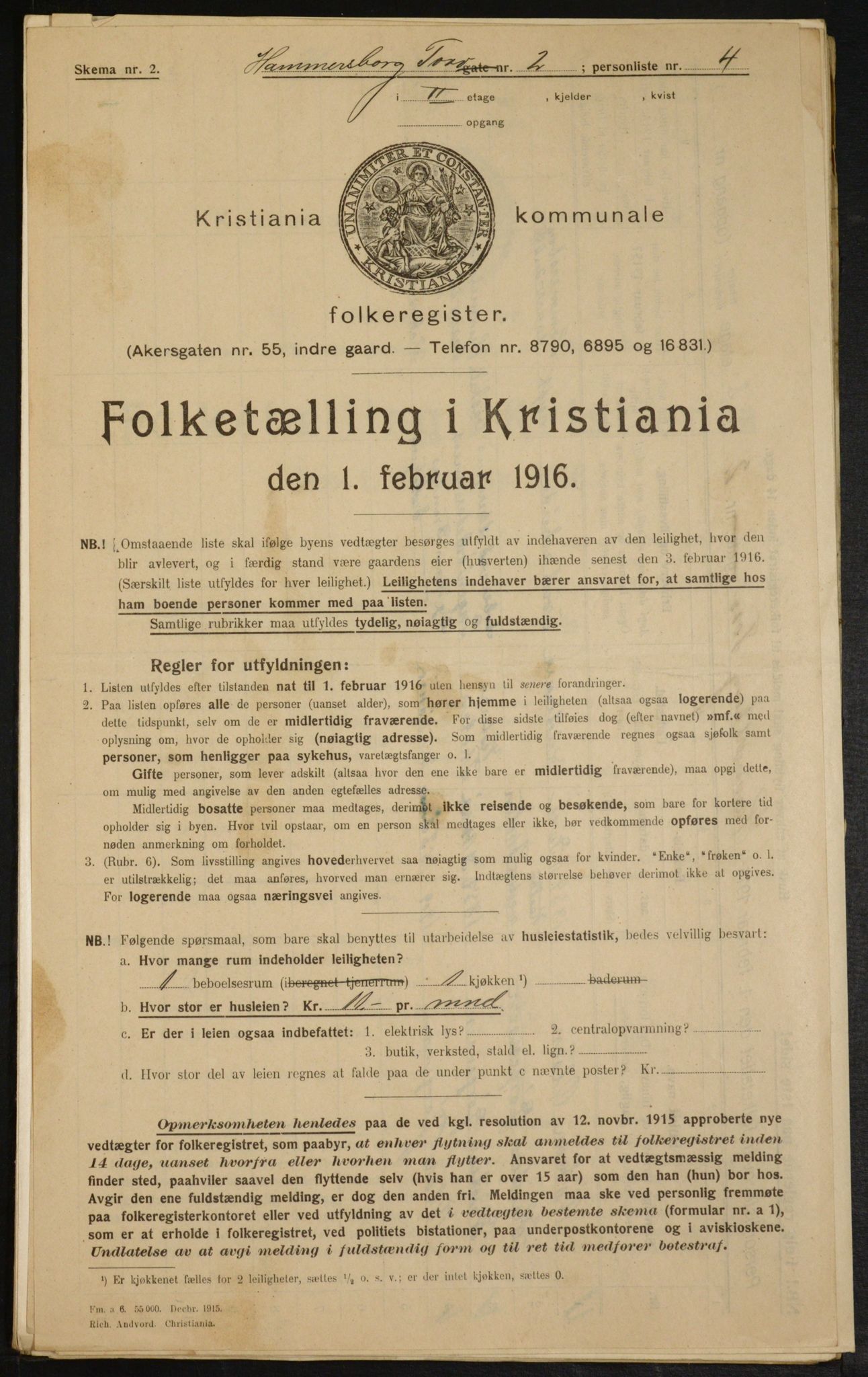 OBA, Municipal Census 1916 for Kristiania, 1916, p. 35003