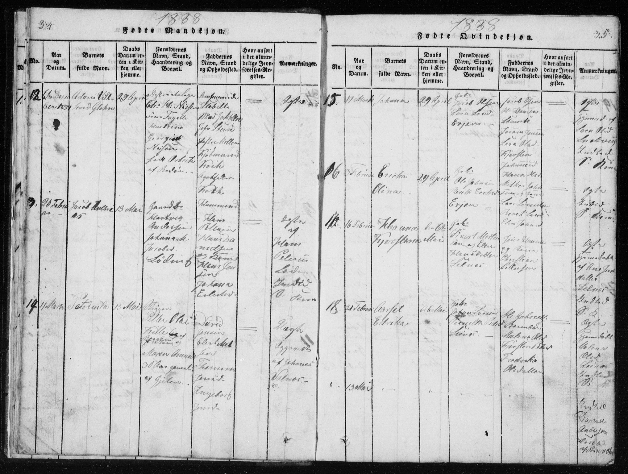 Ministerialprotokoller, klokkerbøker og fødselsregistre - Nordland, AV/SAT-A-1459/801/L0027: Parish register (copy) no. 801C02, 1835-1845, p. 34-35