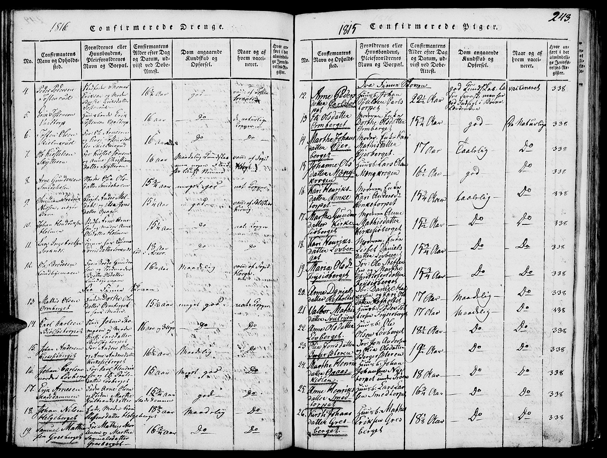 Grue prestekontor, AV/SAH-PREST-036/H/Ha/Hab/L0002: Parish register (copy) no. 2, 1815-1841, p. 243