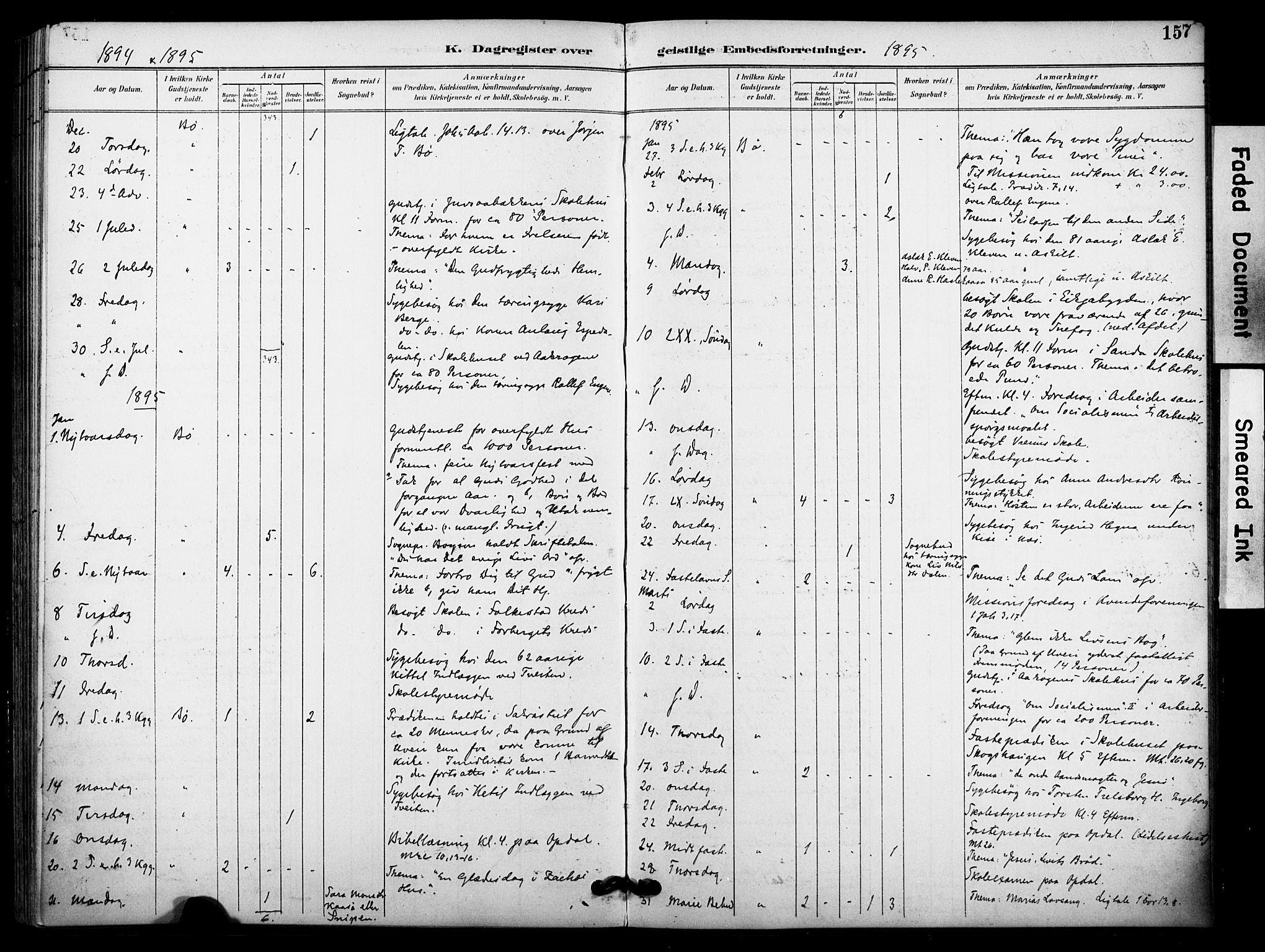 Bø kirkebøker, SAKO/A-257/F/Fa/L0011: Parish register (official) no. 11, 1892-1900, p. 157