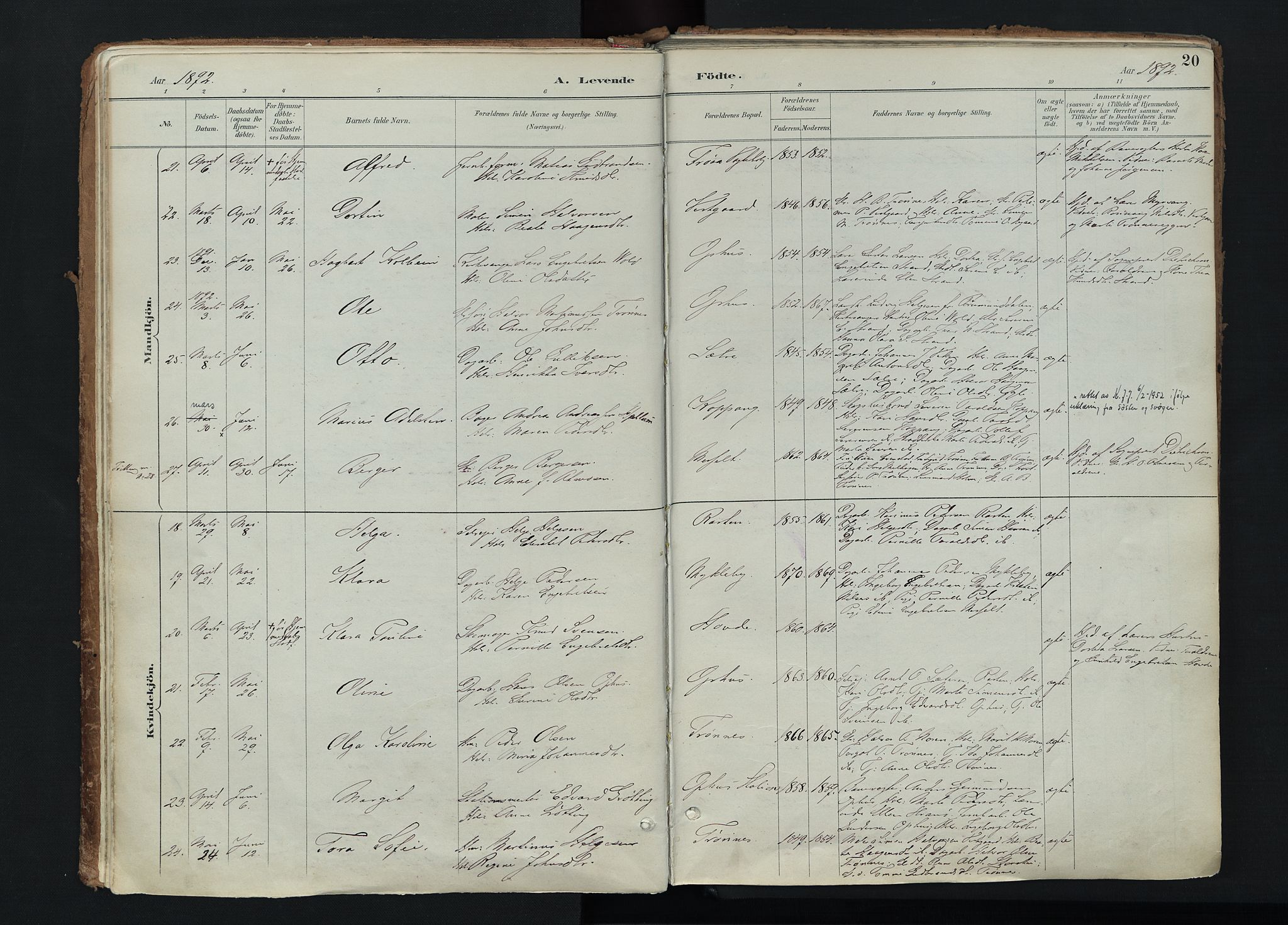 Stor-Elvdal prestekontor, AV/SAH-PREST-052/H/Ha/Haa/L0004: Parish register (official) no. 4, 1890-1922, p. 20