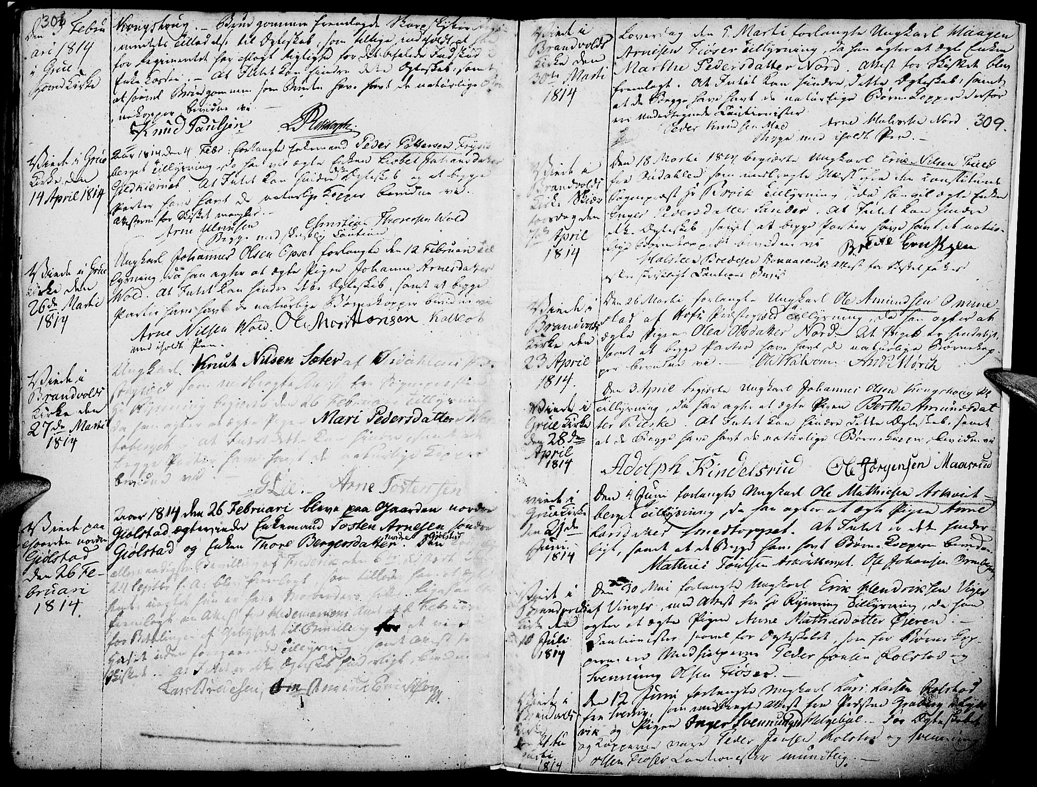 Grue prestekontor, SAH/PREST-036/H/Ha/Haa/L0005: Parish register (official) no. 5, 1805-1814, p. 308-309