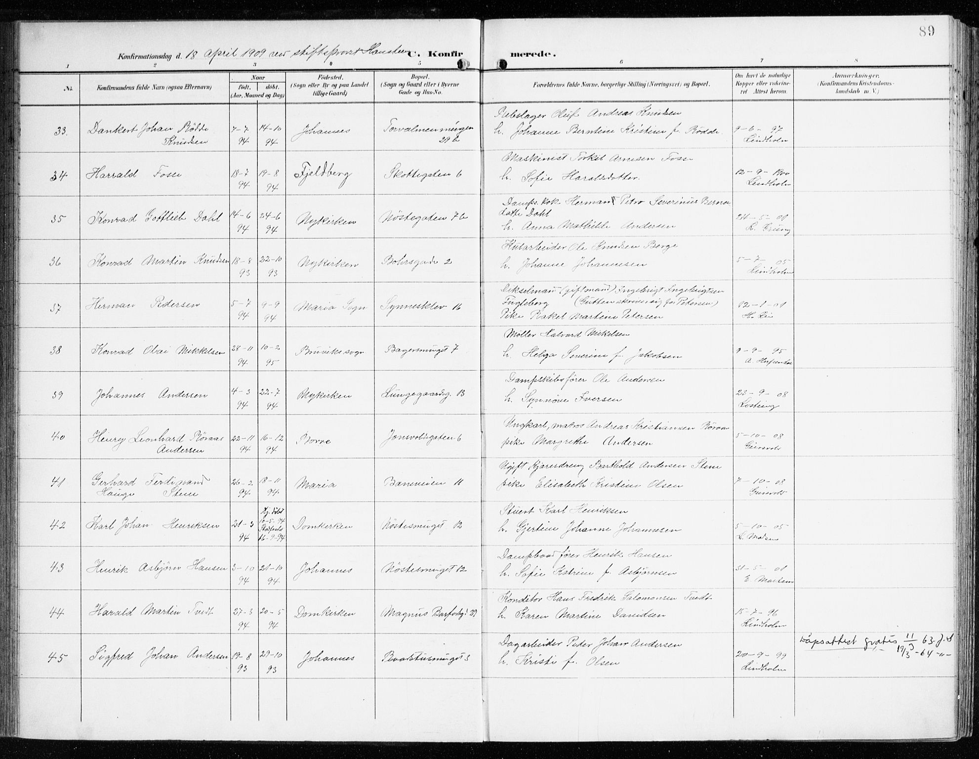 Domkirken sokneprestembete, AV/SAB-A-74801/H/Haa/L0031: Parish register (official) no. C 6, 1898-1915, p. 89