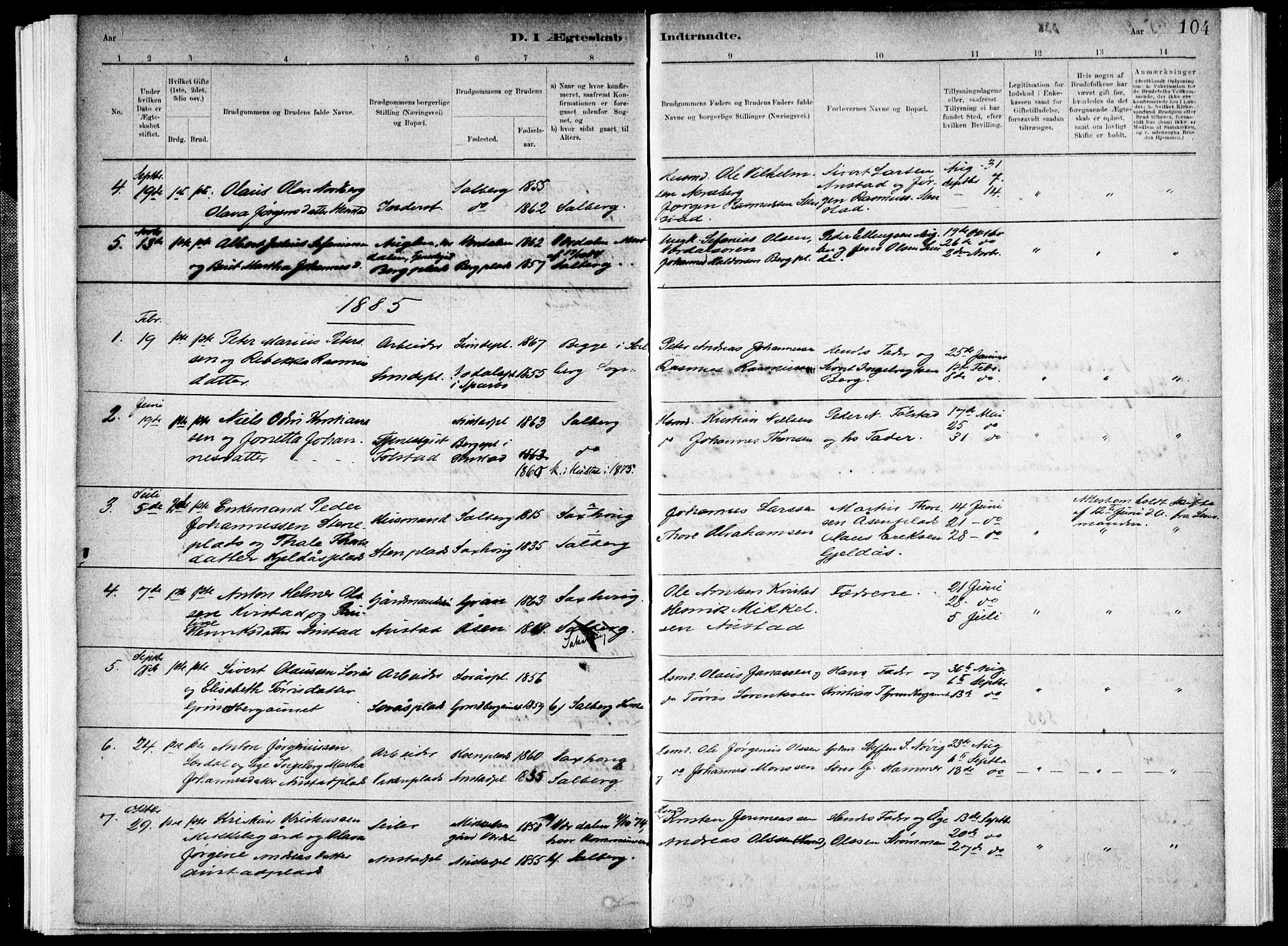 Ministerialprotokoller, klokkerbøker og fødselsregistre - Nord-Trøndelag, SAT/A-1458/731/L0309: Parish register (official) no. 731A01, 1879-1918, p. 104
