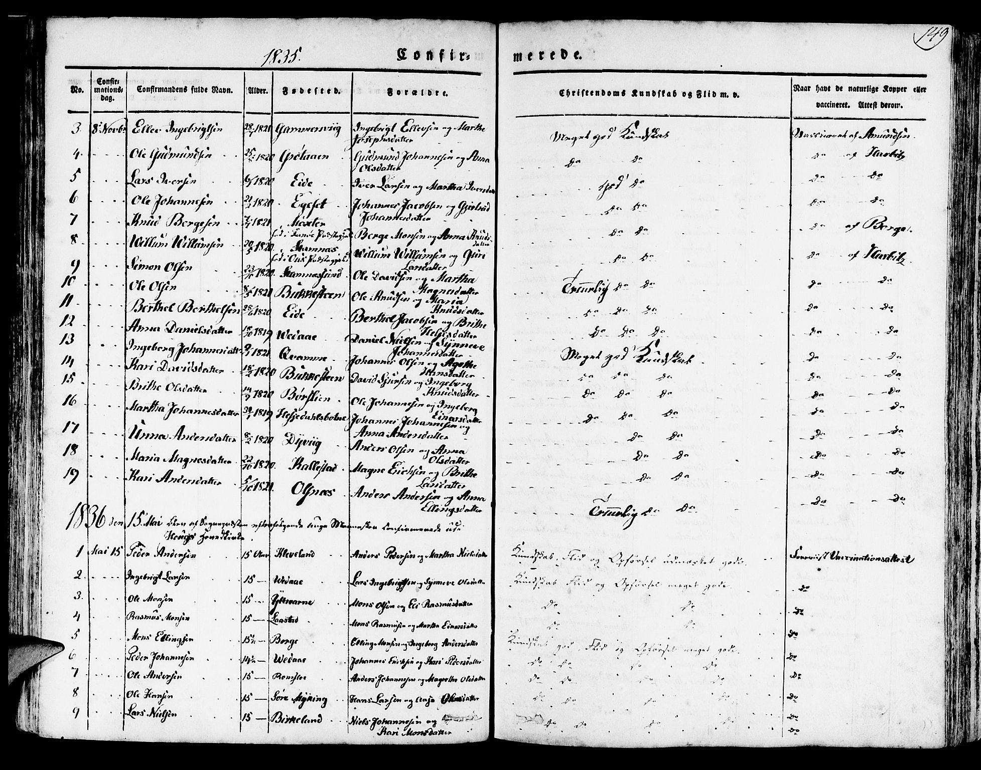 Haus sokneprestembete, SAB/A-75601/H/Haa: Parish register (official) no. A 14, 1827-1838, p. 149