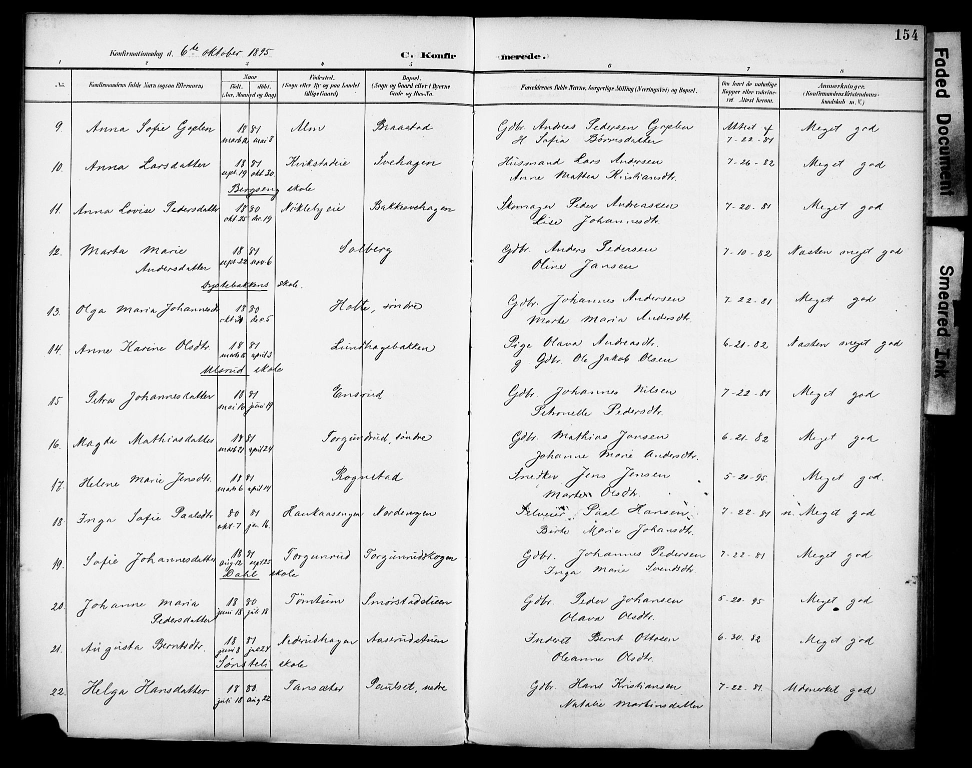Vestre Toten prestekontor, SAH/PREST-108/H/Ha/Haa/L0013: Parish register (official) no. 13, 1895-1911, p. 154