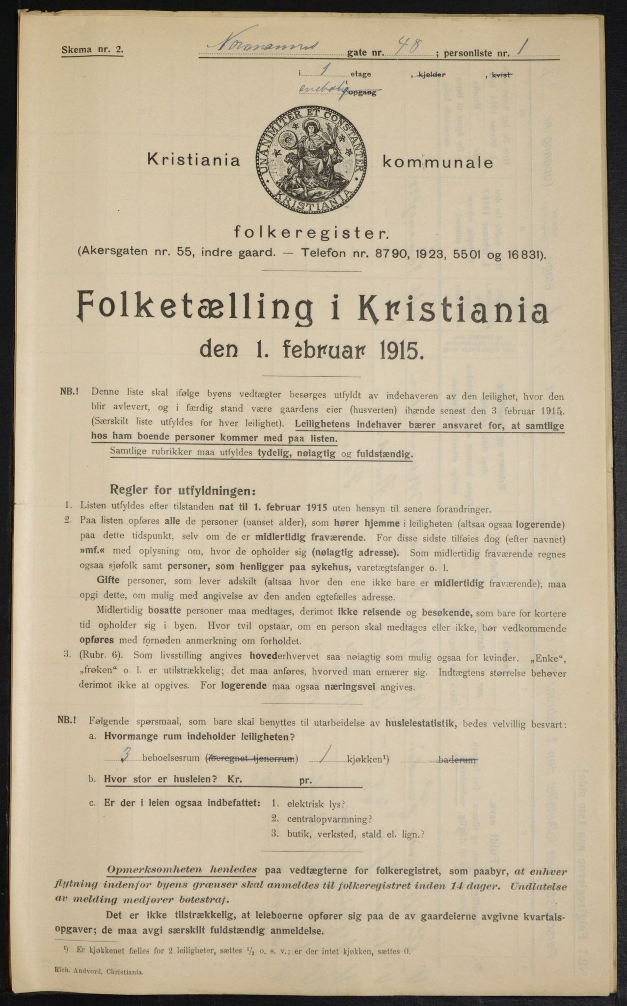 OBA, Municipal Census 1915 for Kristiania, 1915, p. 73302