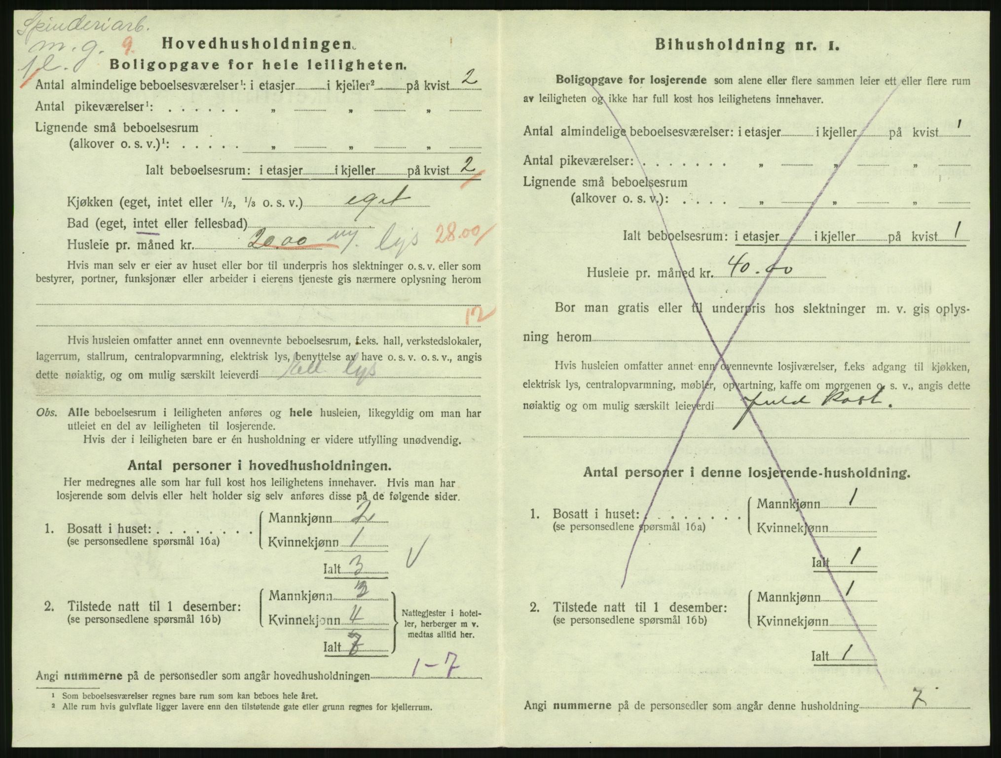 SAH, 1920 census for Lillehammer, 1920, p. 2537