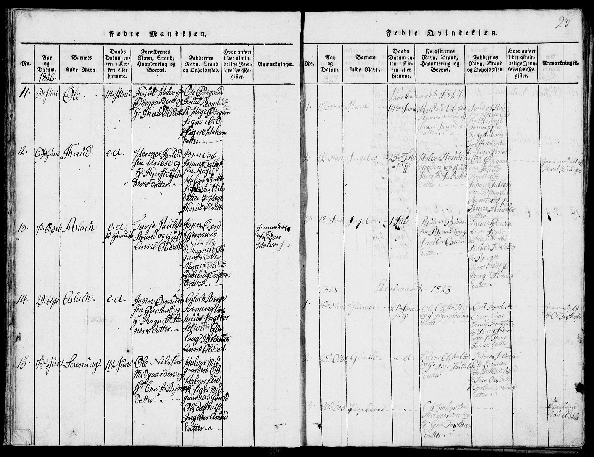 Rauland kirkebøker, AV/SAKO-A-292/G/Ga/L0001: Parish register (copy) no. I 1, 1814-1843, p. 23