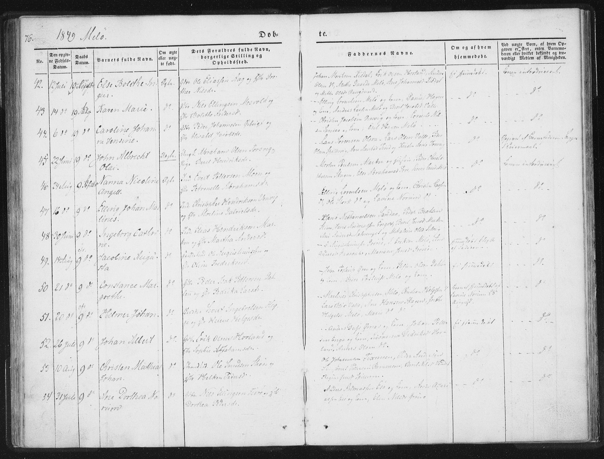 Ministerialprotokoller, klokkerbøker og fødselsregistre - Nordland, AV/SAT-A-1459/841/L0602: Parish register (official) no. 841A08 /2, 1845-1859, p. 76