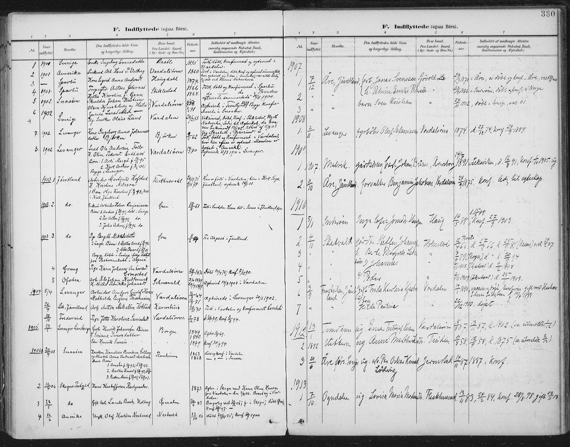 Ministerialprotokoller, klokkerbøker og fødselsregistre - Nord-Trøndelag, AV/SAT-A-1458/723/L0246: Parish register (official) no. 723A15, 1900-1917, p. 330
