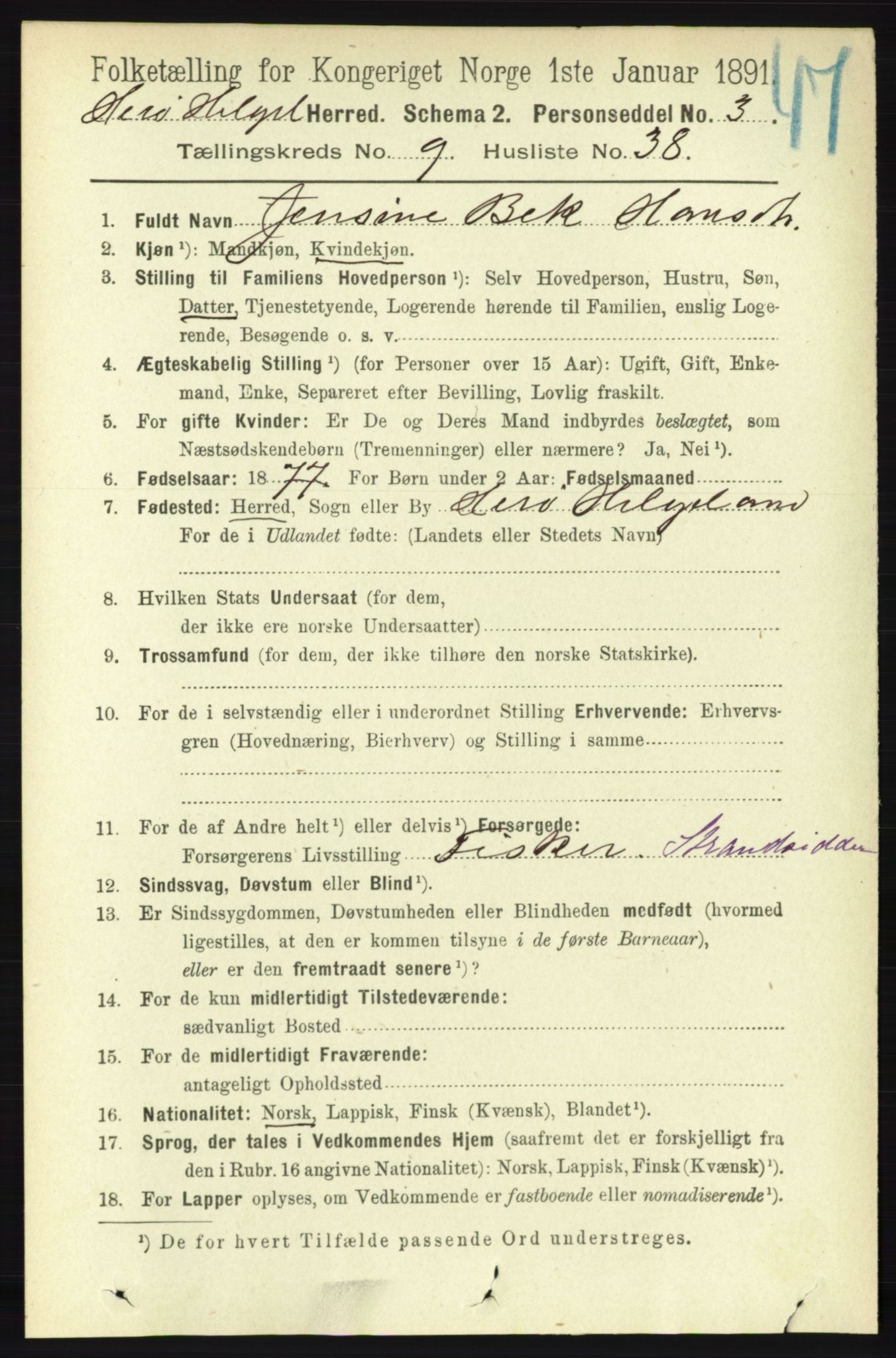 RA, 1891 census for 1818 Herøy, 1891, p. 3788