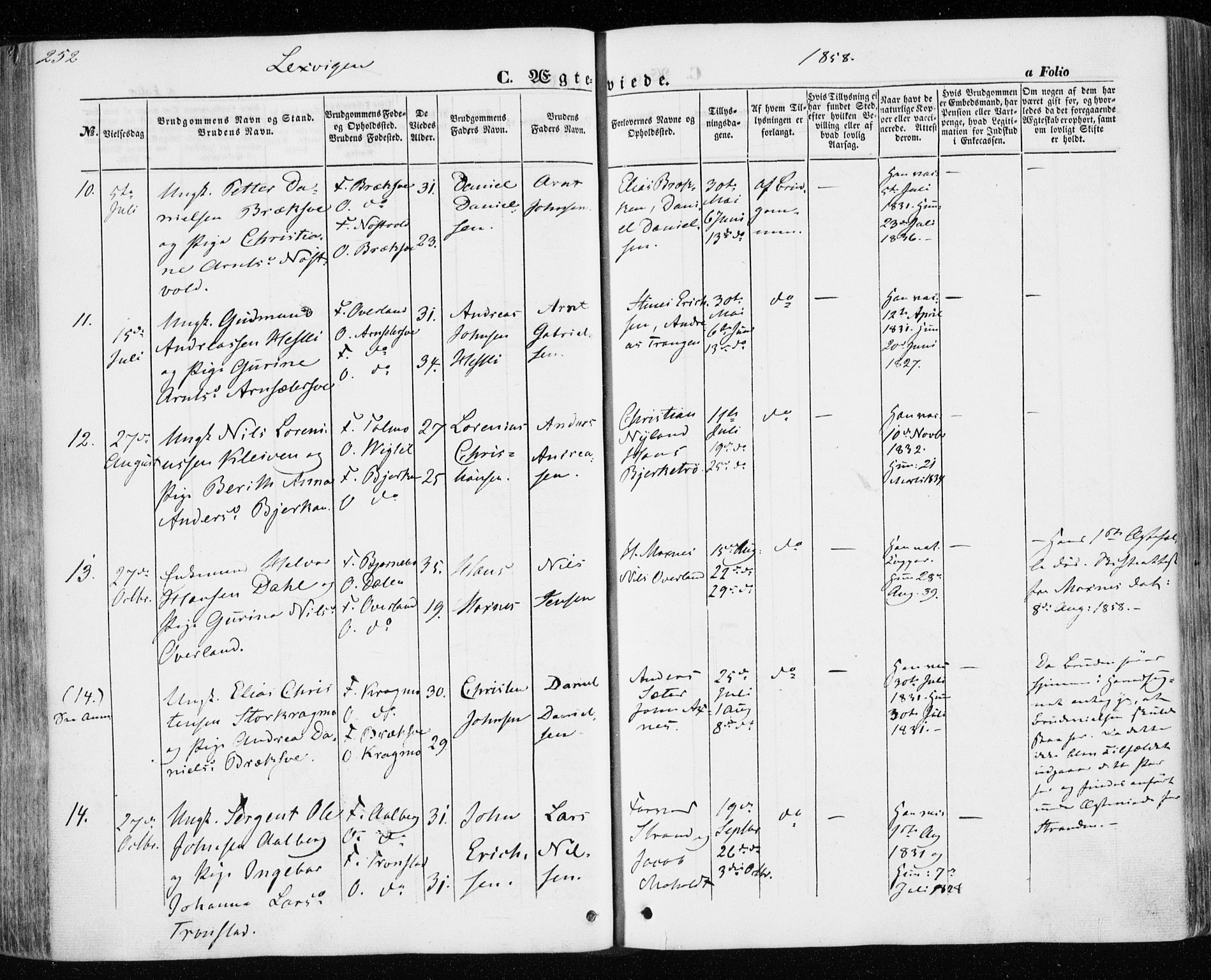 Ministerialprotokoller, klokkerbøker og fødselsregistre - Nord-Trøndelag, SAT/A-1458/701/L0008: Parish register (official) no. 701A08 /1, 1854-1863, p. 252