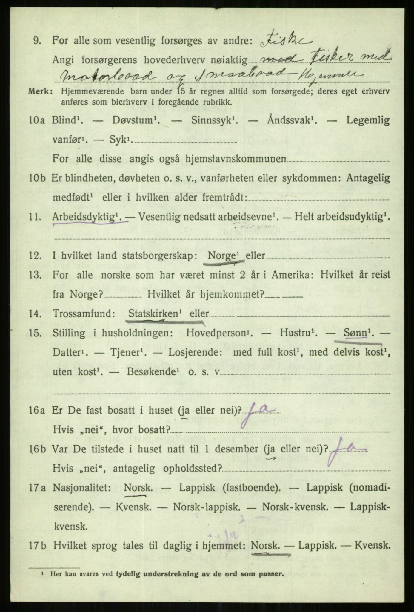 SATØ, 1920 census for Karlsøy, 1920, p. 4279