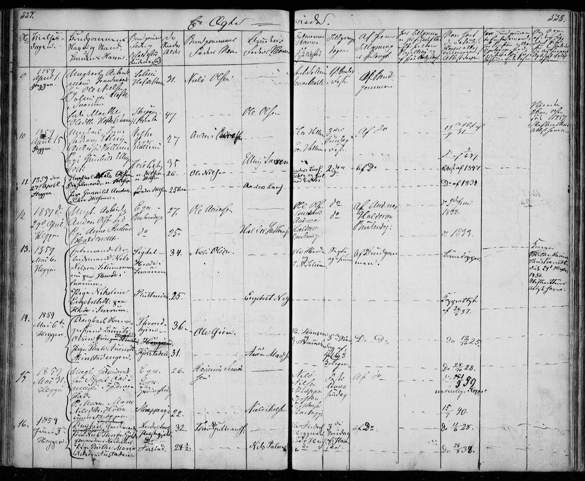 Modum kirkebøker, AV/SAKO-A-234/F/Fa/L0008: Parish register (official) no. 8, 1851-1859, p. 537-538