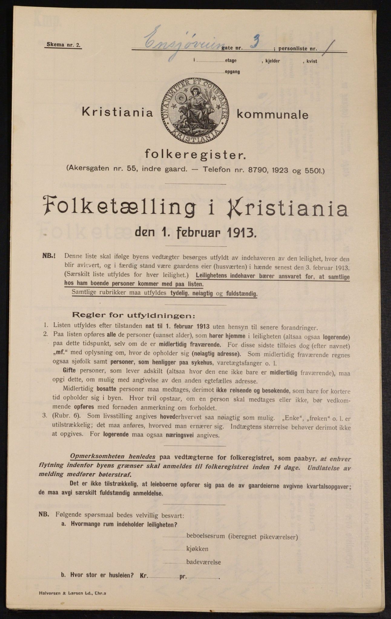 OBA, Municipal Census 1913 for Kristiania, 1913, p. 22044